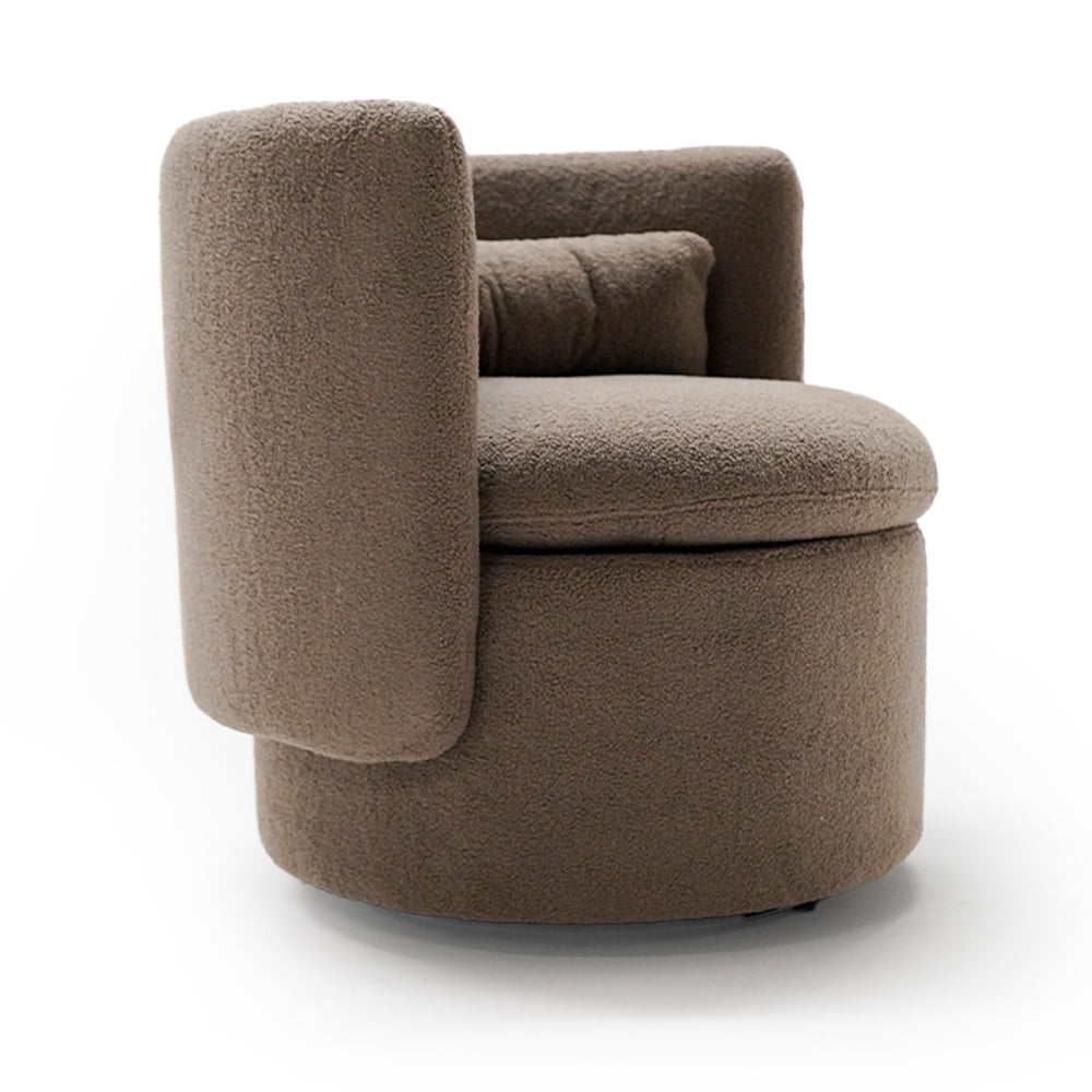 Round Back Swivel Chair - Brown 18103-01E -  Armchairs - ebarza Furniture UAE | Shop Modern Furniture in Abu Dhabi & Dubai - مفروشات ايبازرا في الامارات | تسوق اثاث عصري وديكورات مميزة في دبي وابوظبي