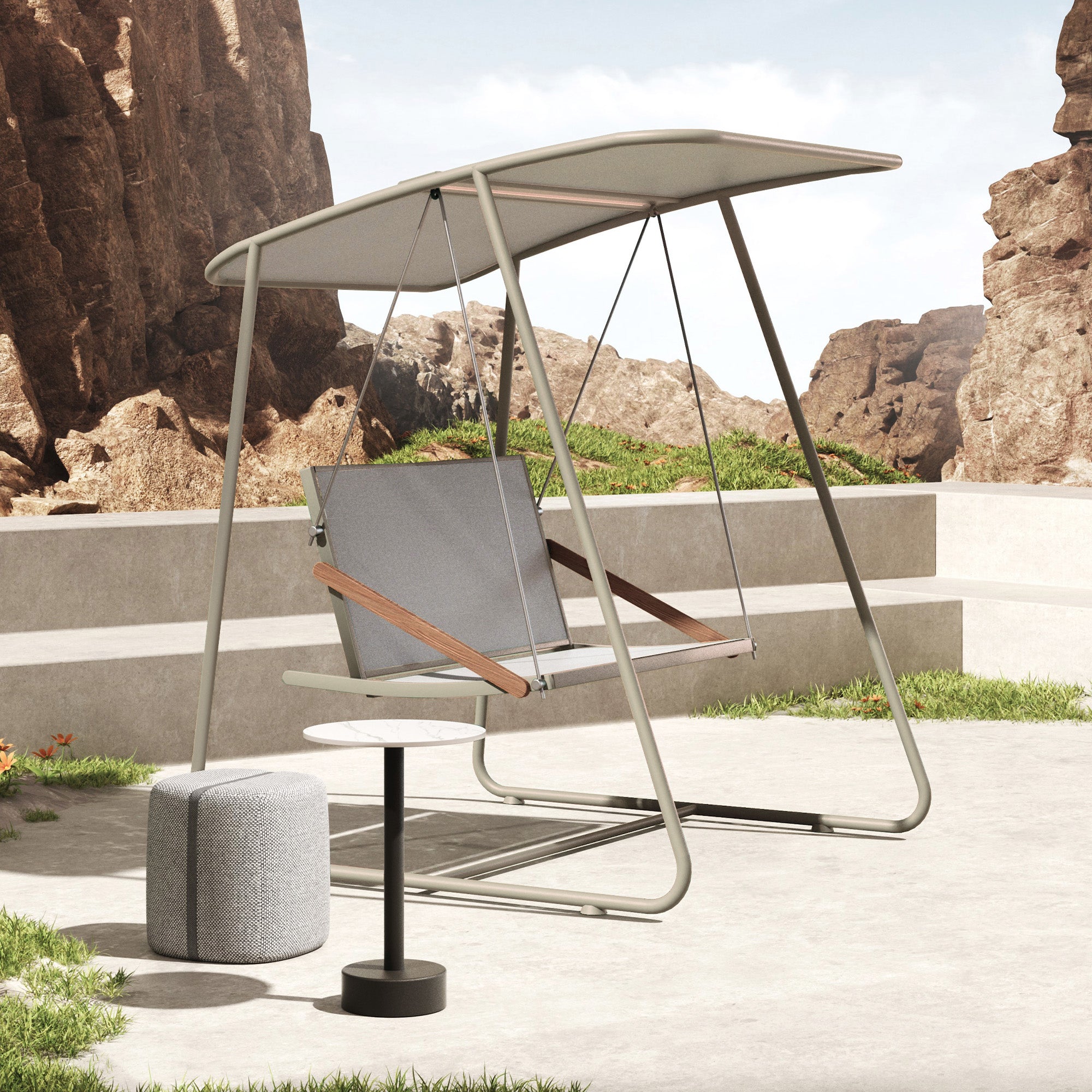 Gardenia Outdoor Double Chair Swing - KP8704N56TEX - Outdoor Chairs - ebarza Furniture UAE | Shop Modern Furniture in Abu Dhabi & Dubai - مفروشات ايبازرا في الامارات | تسوق اثاث عصري وديكورات مميزة في دبي وابوظبي