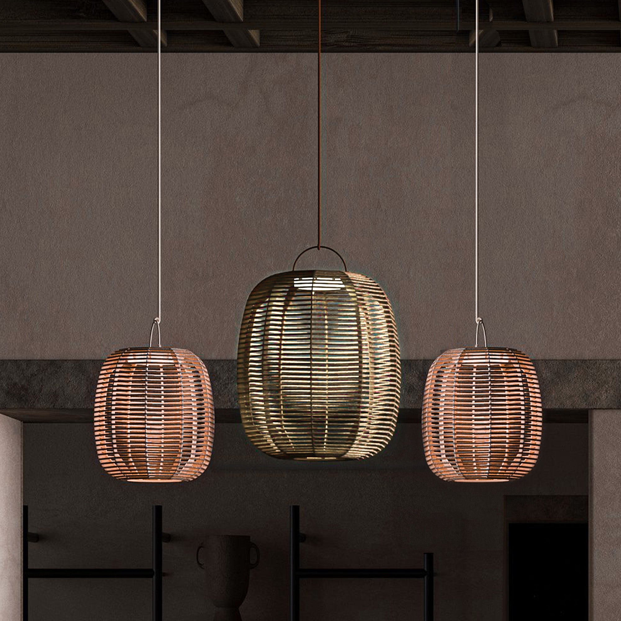 Core Outdoor Solar Lamp With Beige Rope 39*60cm - AH2018A117ROP - Smart Outdoors - ebarza Furniture UAE | Shop Modern Furniture in Abu Dhabi & Dubai - مفروشات ايبازرا في الامارات | تسوق اثاث عصري وديكورات مميزة في دبي وابوظبي