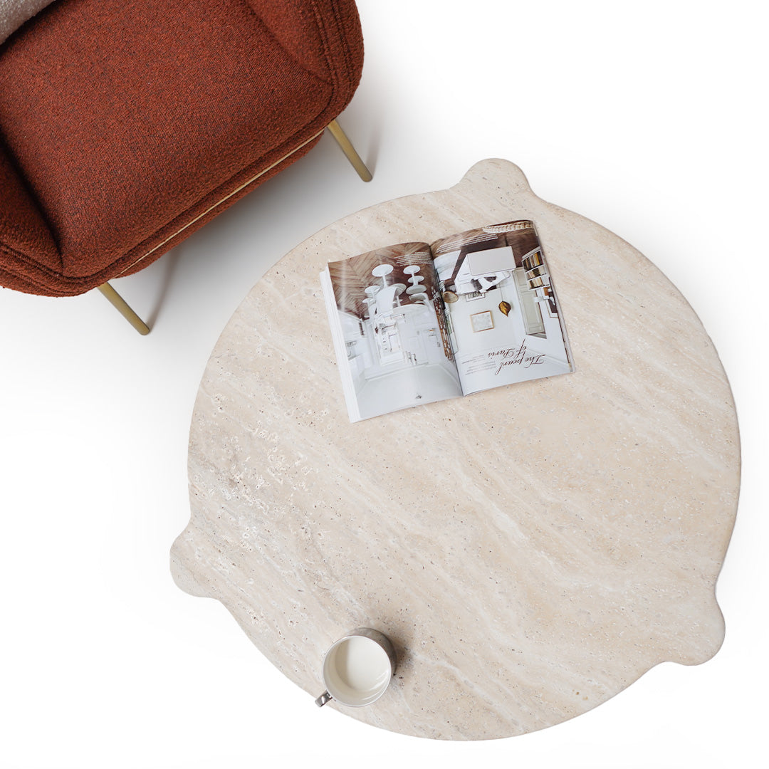 White Travertine Coffee Table DJ1058 - Coffee Tables - ebarza Furniture UAE | Shop Modern Furniture in Abu Dhabi & Dubai - مفروشات ايبازرا في الامارات | تسوق اثاث عصري وديكورات مميزة في دبي وابوظبي