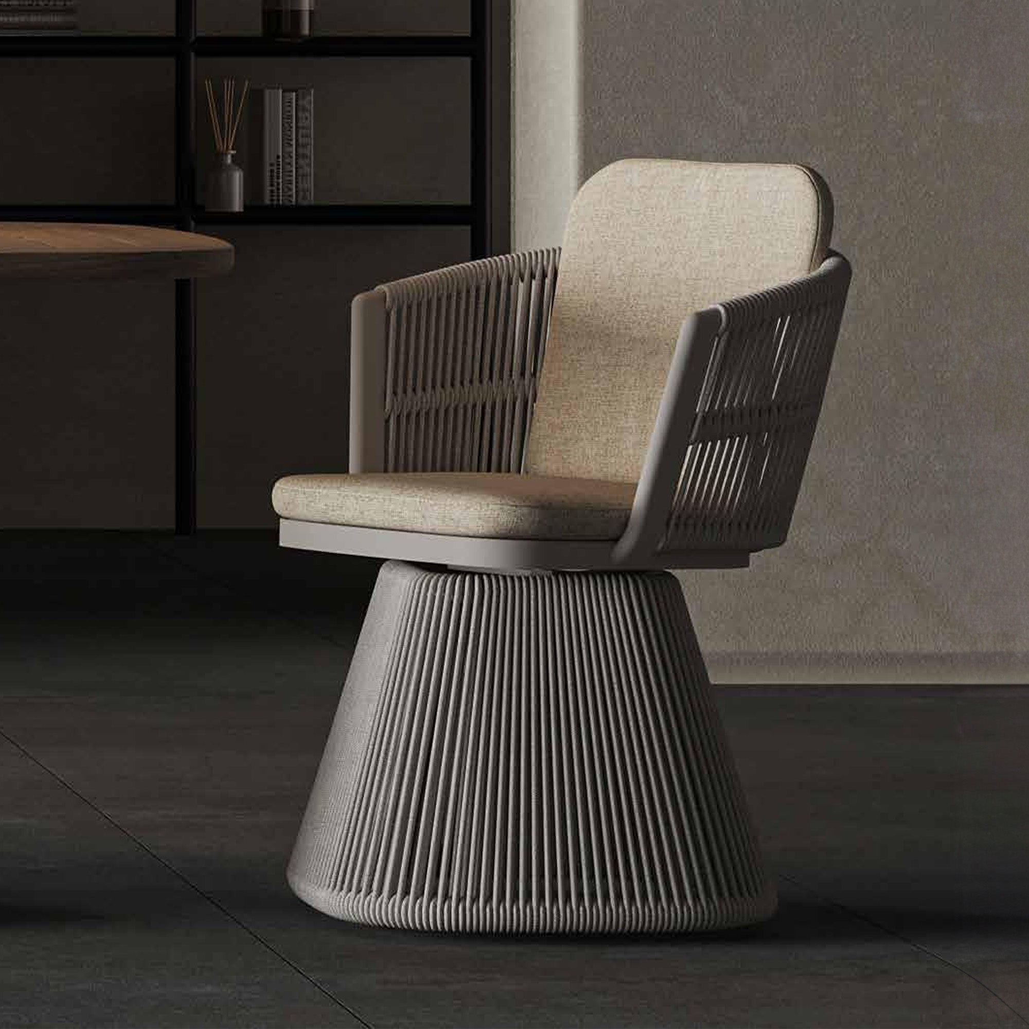 Marrakech Outdoor Swivel Chair W/rope AC5879N111ROP-BEIGE - Outdoor Chairs - ebarza Furniture UAE | Shop Modern Furniture in Abu Dhabi & Dubai - مفروشات ايبازرا في الامارات | تسوق اثاث عصري وديكورات مميزة في دبي وابوظبي