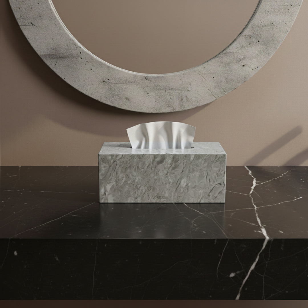 Bawang Flower Marble Rectangular Tissue Box (PVC magnetic suction base) SBK892-5A - Tissue Boxes - ebarza Furniture UAE | Shop Modern Furniture in Abu Dhabi & Dubai - مفروشات ايبازرا في الامارات | تسوق اثاث عصري وديكورات مميزة في دبي وابوظبي