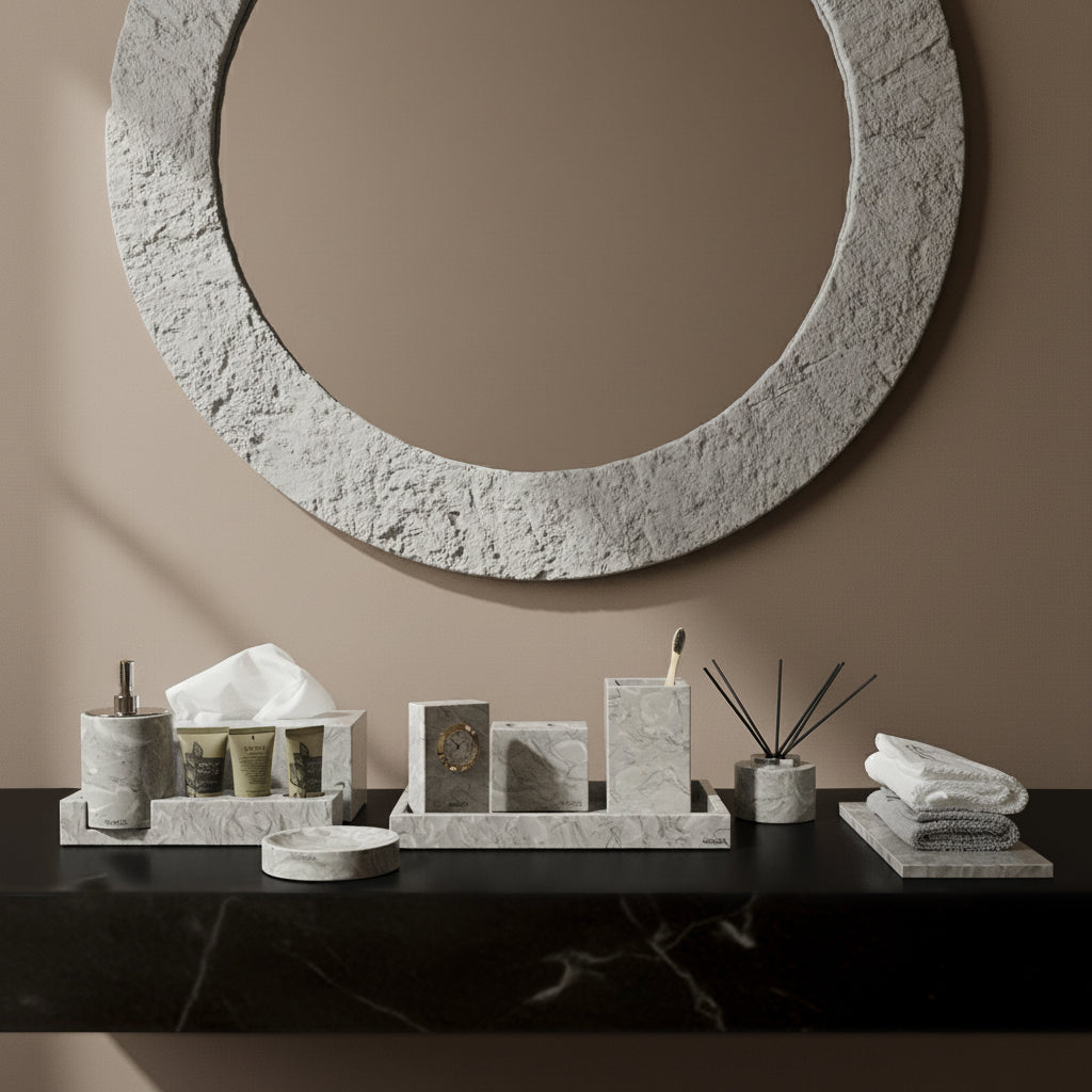 Bawang Flower Marble Rectangular Large Tray RHD892 - Trays - ebarza Furniture UAE | Shop Modern Furniture in Abu Dhabi & Dubai - مفروشات ايبازرا في الامارات | تسوق اثاث عصري وديكورات مميزة في دبي وابوظبي