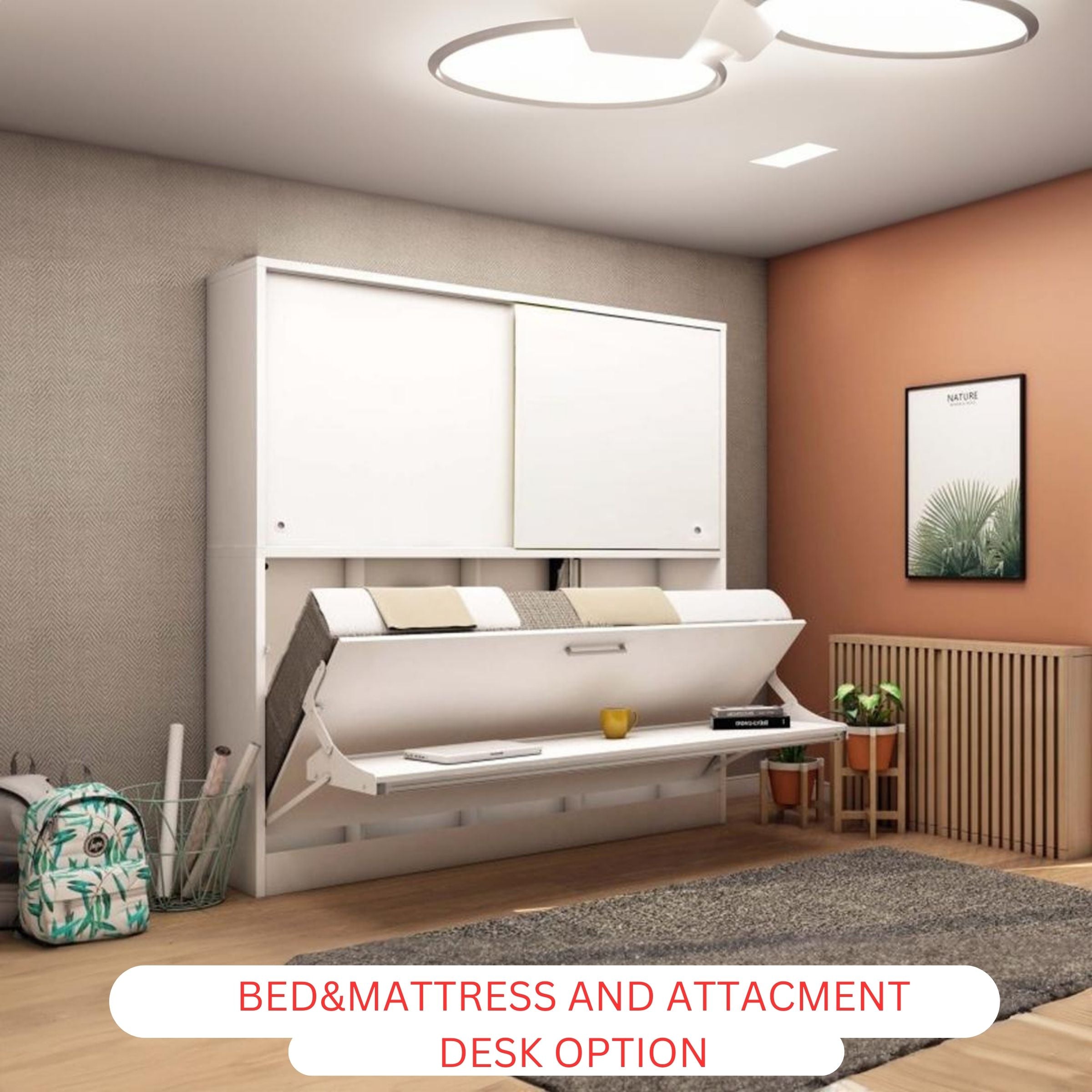 LIFE Convertable Wall Bed & Mattress with Desk Module 1121 1121C/1121D - Bedsteads - ebarza Furniture UAE | Shop Modern Furniture in Abu Dhabi & Dubai - مفروشات ايبازرا في الامارات | تسوق اثاث عصري وديكورات مميزة في دبي وابوظبي