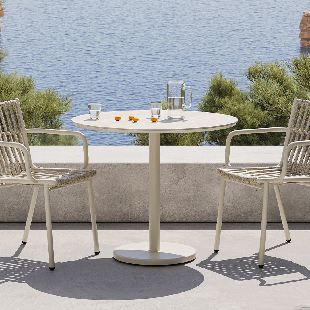 Bergen Outdoor Dining Table D70 - AM9028N47CER + AB0607N37ALU - Outdoor Tables - ebarza Furniture UAE | Shop Modern Furniture in Abu Dhabi & Dubai - مفروشات ايبازرا في الامارات | تسوق اثاث عصري وديكورات مميزة في دبي وابوظبي
