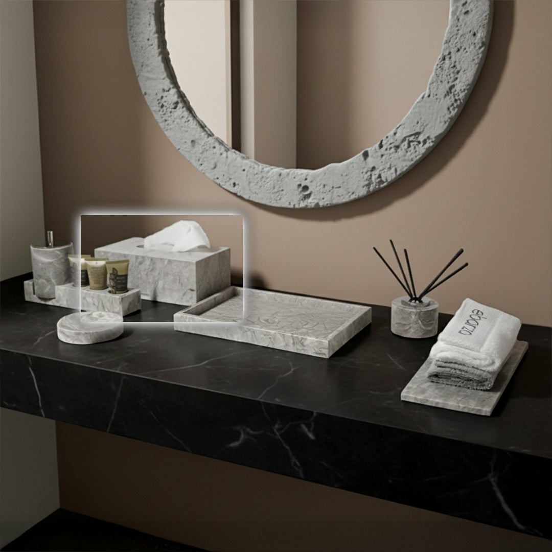 Bawang Flower Marble Rectangular Tissue Box (PVC magnetic suction base) SBK892-5A - Tissue Boxes - ebarza Furniture UAE | Shop Modern Furniture in Abu Dhabi & Dubai - مفروشات ايبازرا في الامارات | تسوق اثاث عصري وديكورات مميزة في دبي وابوظبي