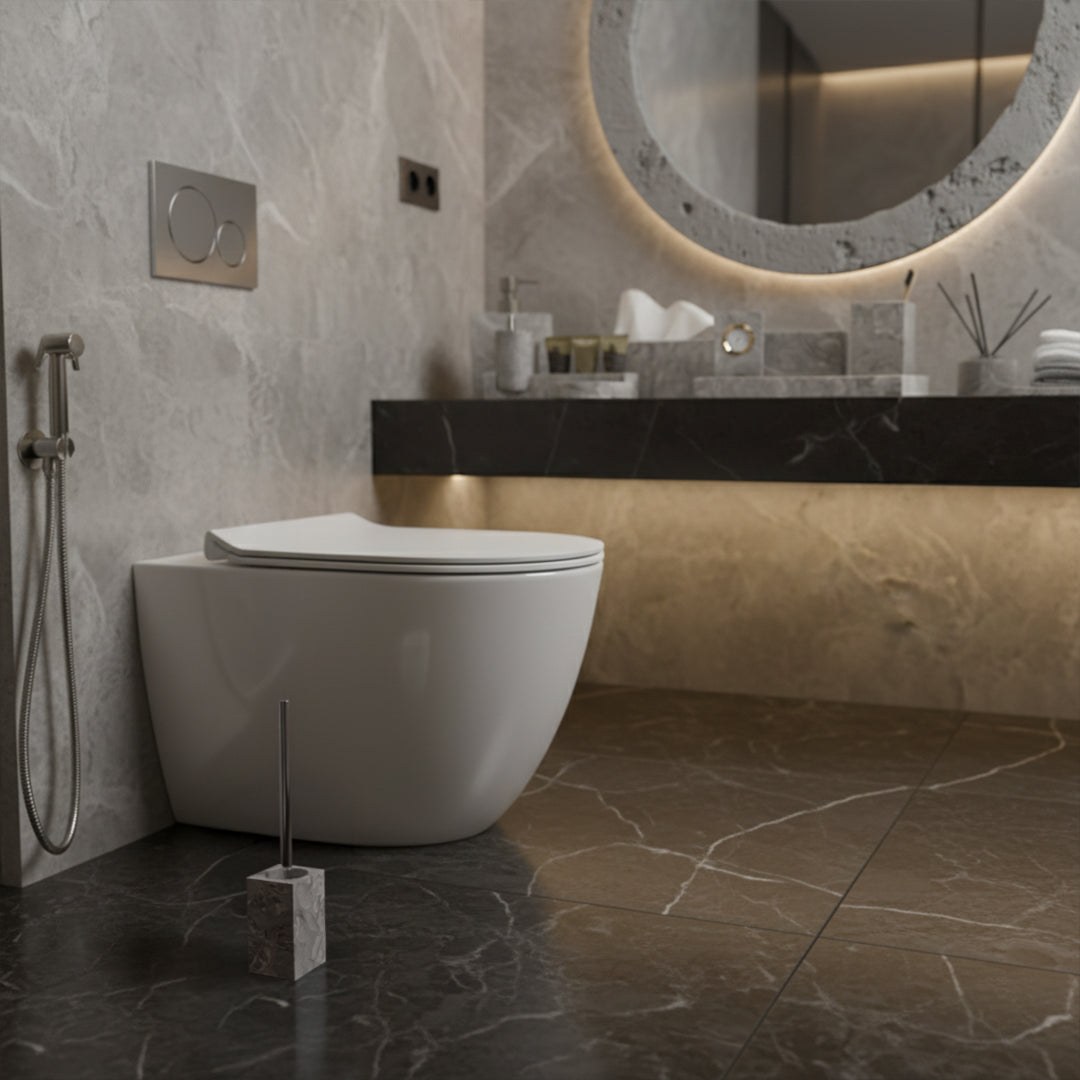 Bawang Flower Marble Square Toilet Brush SBK892-7 - Bathroom Accessories - ebarza Furniture UAE | Shop Modern Furniture in Abu Dhabi & Dubai - مفروشات ايبازرا في الامارات | تسوق اثاث عصري وديكورات مميزة في دبي وابوظبي