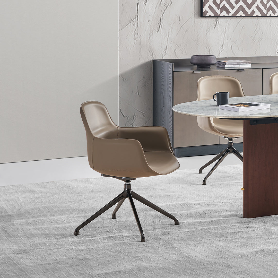 Beige Saddle Leather Dining Chair - DC030 - Chairs - ebarza Furniture UAE | Shop Modern Furniture in Abu Dhabi & Dubai - مفروشات ايبازرا في الامارات | تسوق اثاث عصري وديكورات مميزة في دبي وابوظبي