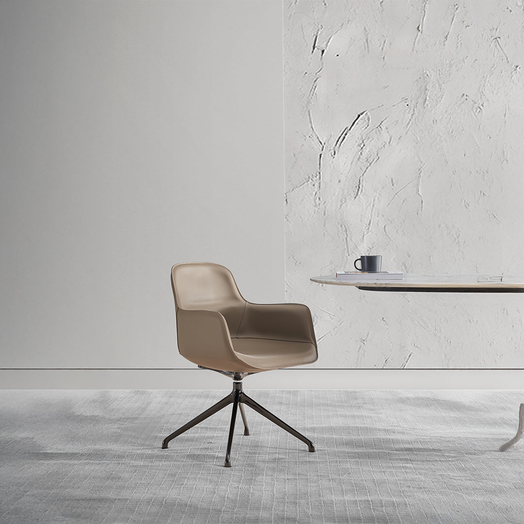 Beige Saddle Leather Dining Chair - DC030 - Chairs - ebarza Furniture UAE | Shop Modern Furniture in Abu Dhabi & Dubai - مفروشات ايبازرا في الامارات | تسوق اثاث عصري وديكورات مميزة في دبي وابوظبي