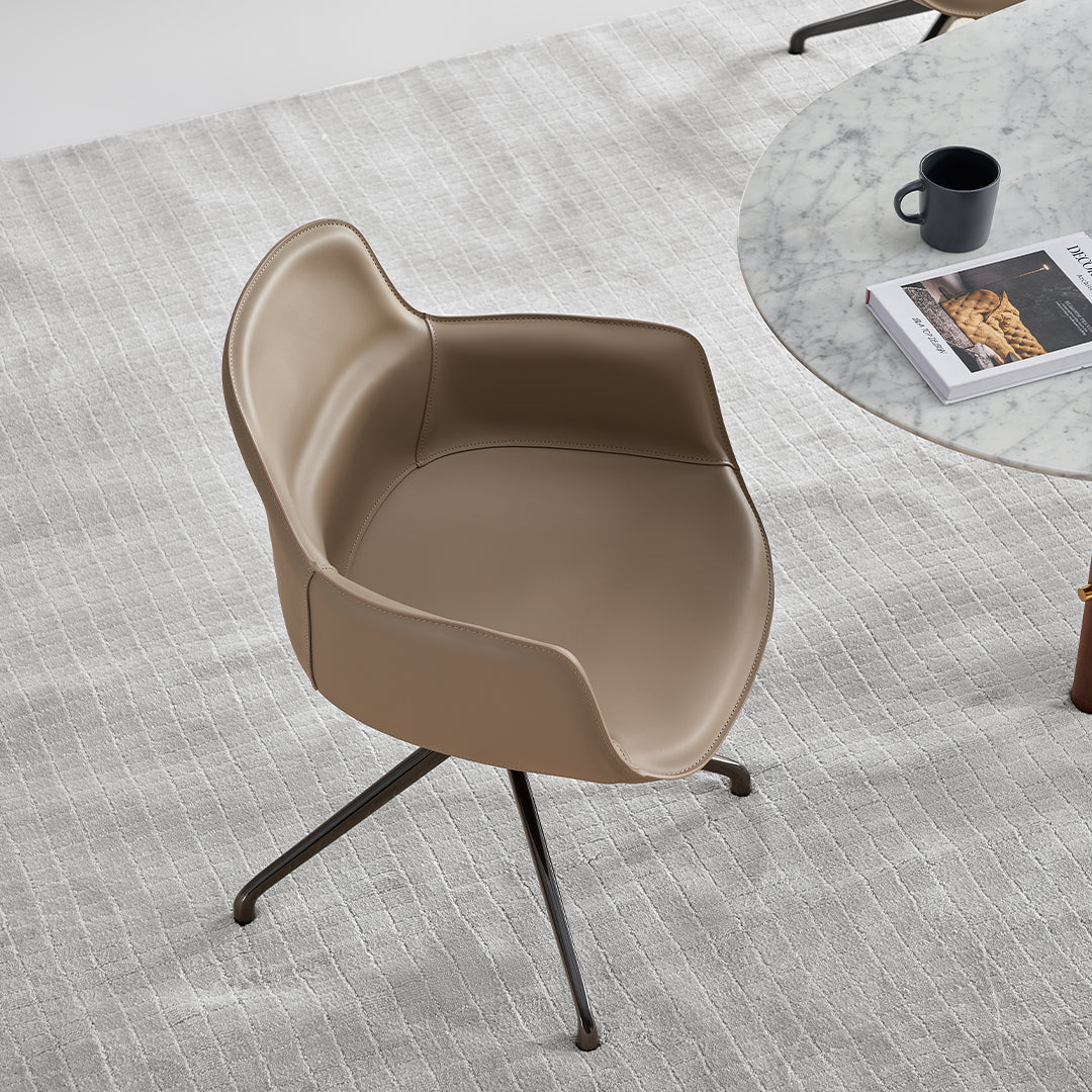 Beige Saddle Leather Dining Chair - DC030 - Chairs - ebarza Furniture UAE | Shop Modern Furniture in Abu Dhabi & Dubai - مفروشات ايبازرا في الامارات | تسوق اثاث عصري وديكورات مميزة في دبي وابوظبي