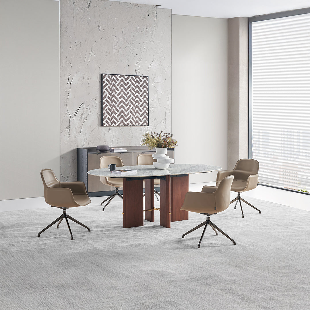 Beige Saddle Leather Dining Chair - DC030 - Chairs - ebarza Furniture UAE | Shop Modern Furniture in Abu Dhabi & Dubai - مفروشات ايبازرا في الامارات | تسوق اثاث عصري وديكورات مميزة في دبي وابوظبي