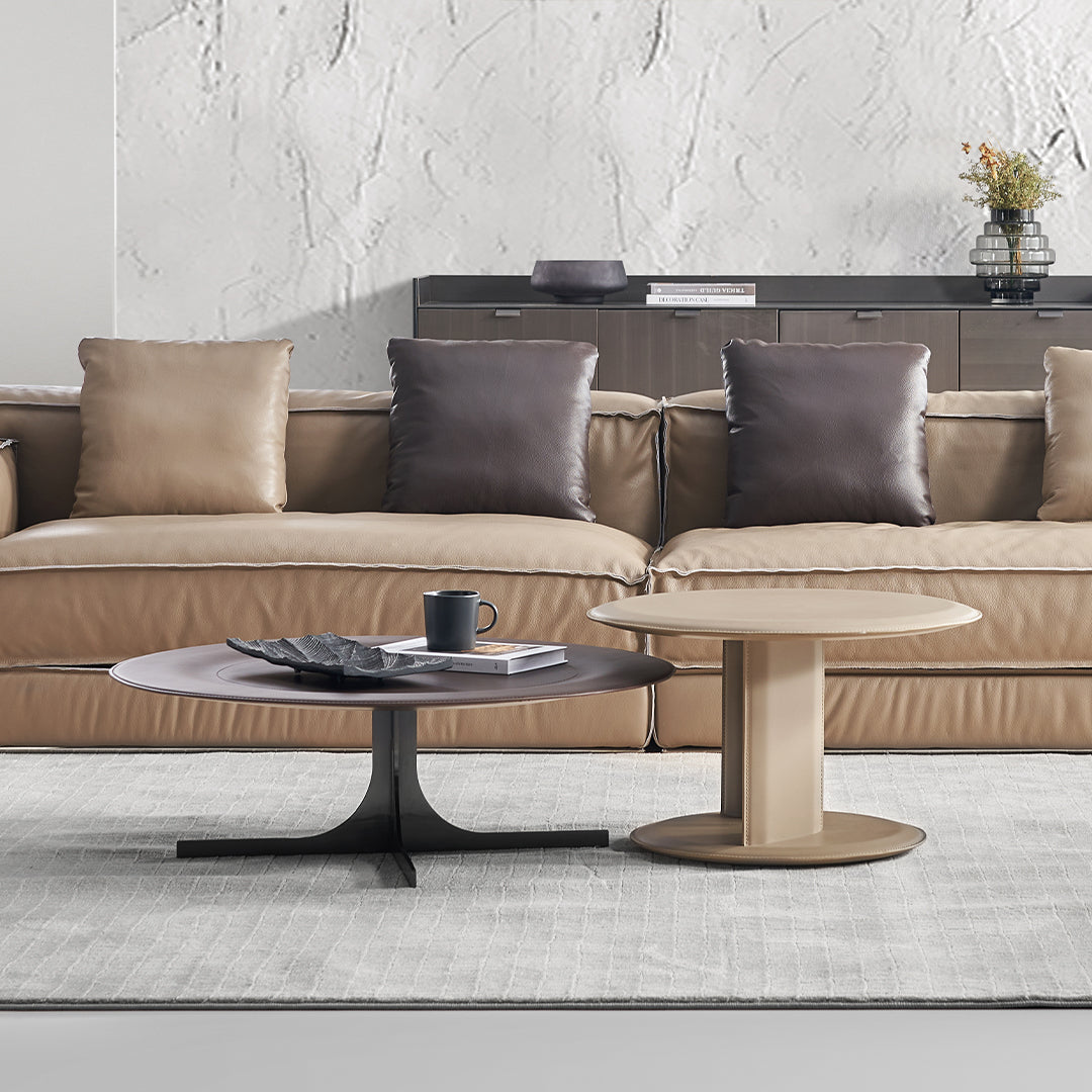Brown Saddle Leather Coffee Table - LT082/Brown - Coffee Tables - ebarza Furniture UAE | Shop Modern Furniture in Abu Dhabi & Dubai - مفروشات ايبازرا في الامارات | تسوق اثاث عصري وديكورات مميزة في دبي وابوظبي