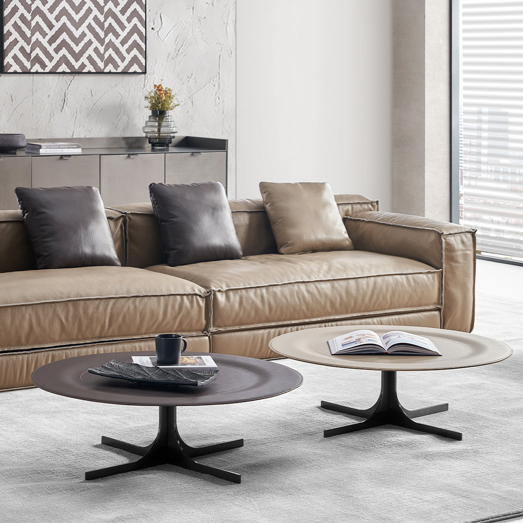 Beige Saddle Leather Coffee Table - LT082/Beige - Coffee Tables - ebarza Furniture UAE | Shop Modern Furniture in Abu Dhabi & Dubai - مفروشات ايبازرا في الامارات | تسوق اثاث عصري وديكورات مميزة في دبي وابوظبي