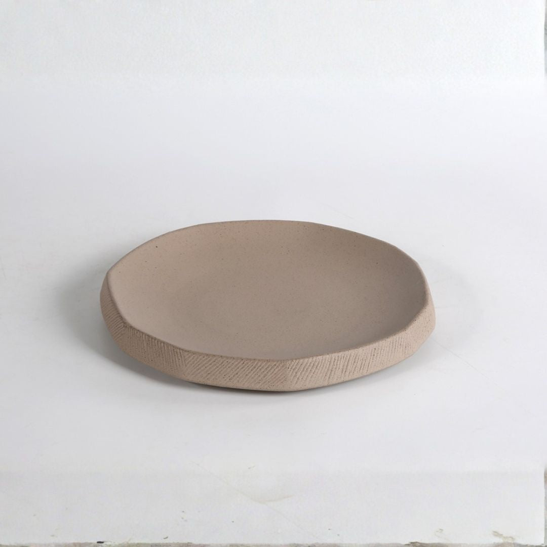 Pre-order 65 Days Delivery Dark sand Small chizzled plate CB4365-21-R920 - Plates - ebarza Furniture UAE | Shop Modern Furniture in Abu Dhabi & Dubai - مفروشات ايبازرا في الامارات | تسوق اثاث عصري وديكورات مميزة في دبي وابوظبي