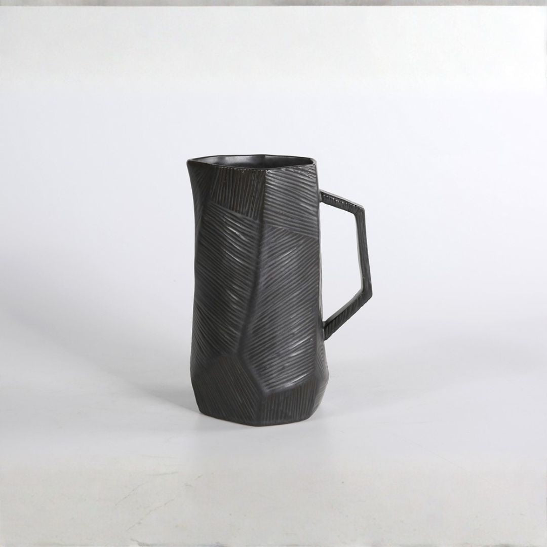 Pre-order 65 Days Delivery Black volcanic Chizzled jug CB4366-23-R633 - Drinkware - ebarza Furniture UAE | Shop Modern Furniture in Abu Dhabi & Dubai - مفروشات ايبازرا في الامارات | تسوق اثاث عصري وديكورات مميزة في دبي وابوظبي