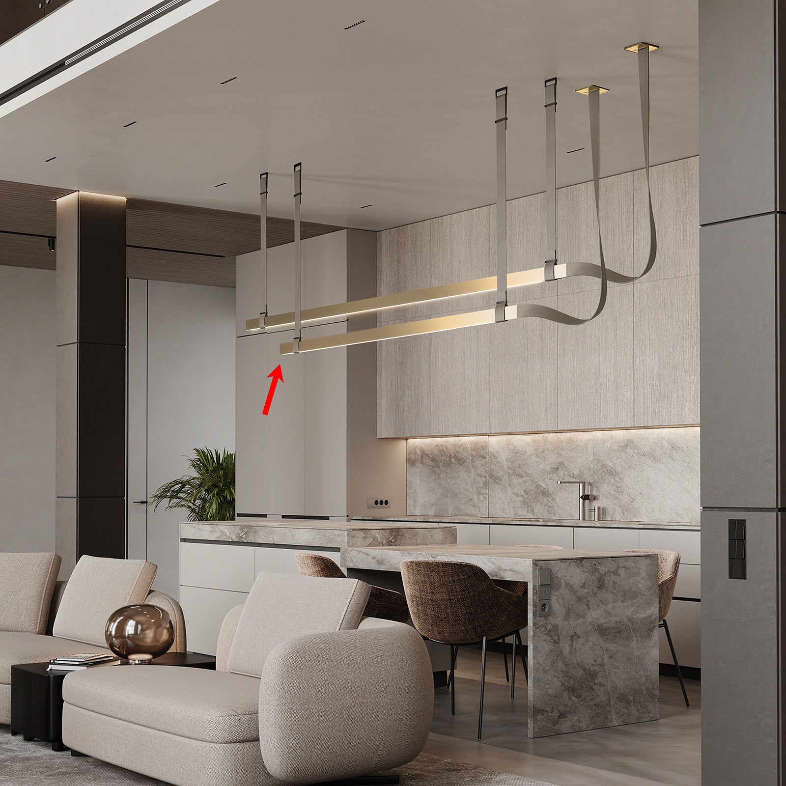 Comet Tail Leather Gold Pendant Lamp 1.2m CY-DD-1053-G - Pendant Lamps - ebarza Furniture UAE | Shop Modern Furniture in Abu Dhabi & Dubai - مفروشات ايبازرا في الامارات | تسوق اثاث عصري وديكورات مميزة في دبي وابوظبي