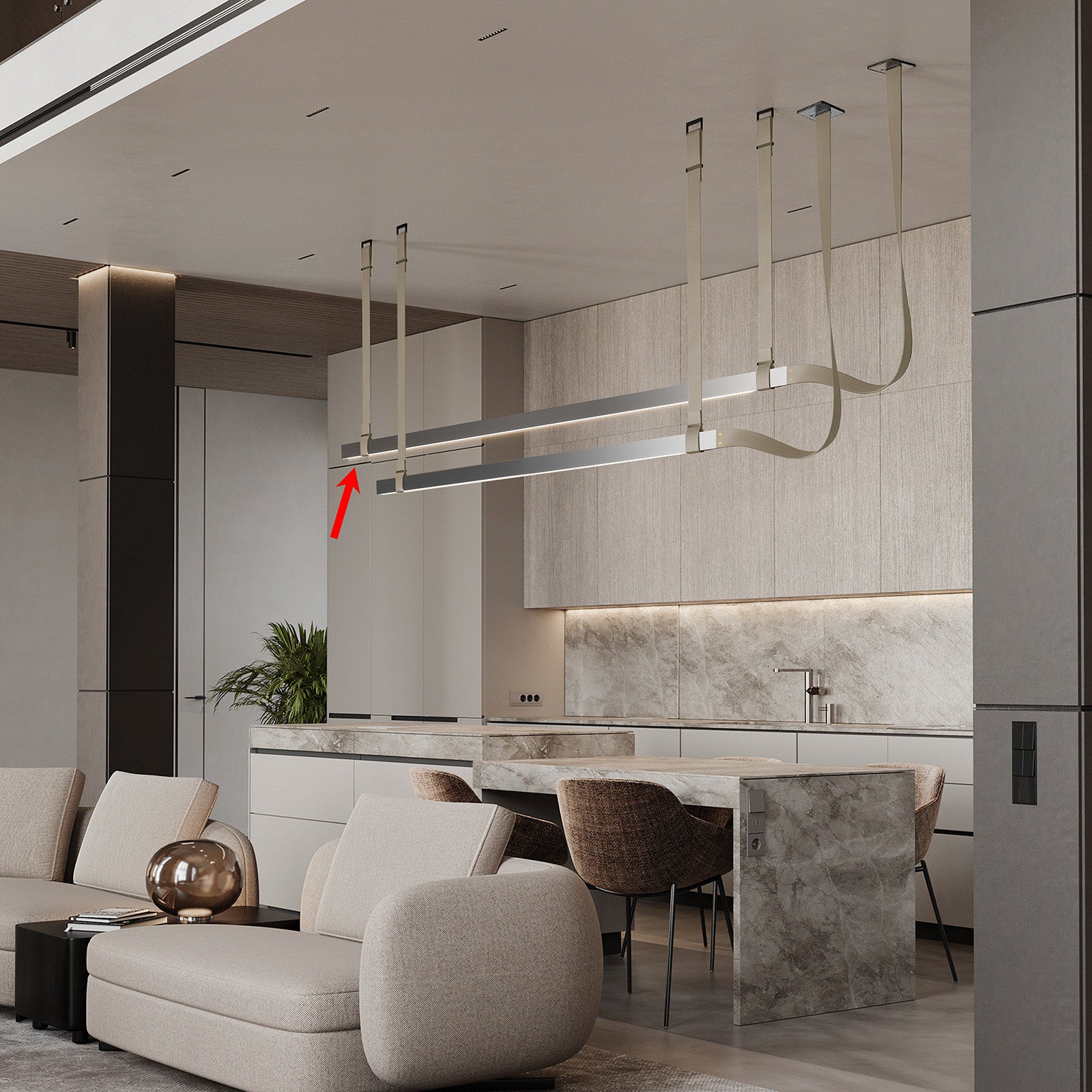 Comet Tail Leather Black Pendant Lamp 1.5m CY-DD-1053-B - Pendant Lamps - ebarza Furniture UAE | Shop Modern Furniture in Abu Dhabi & Dubai - مفروشات ايبازرا في الامارات | تسوق اثاث عصري وديكورات مميزة في دبي وابوظبي