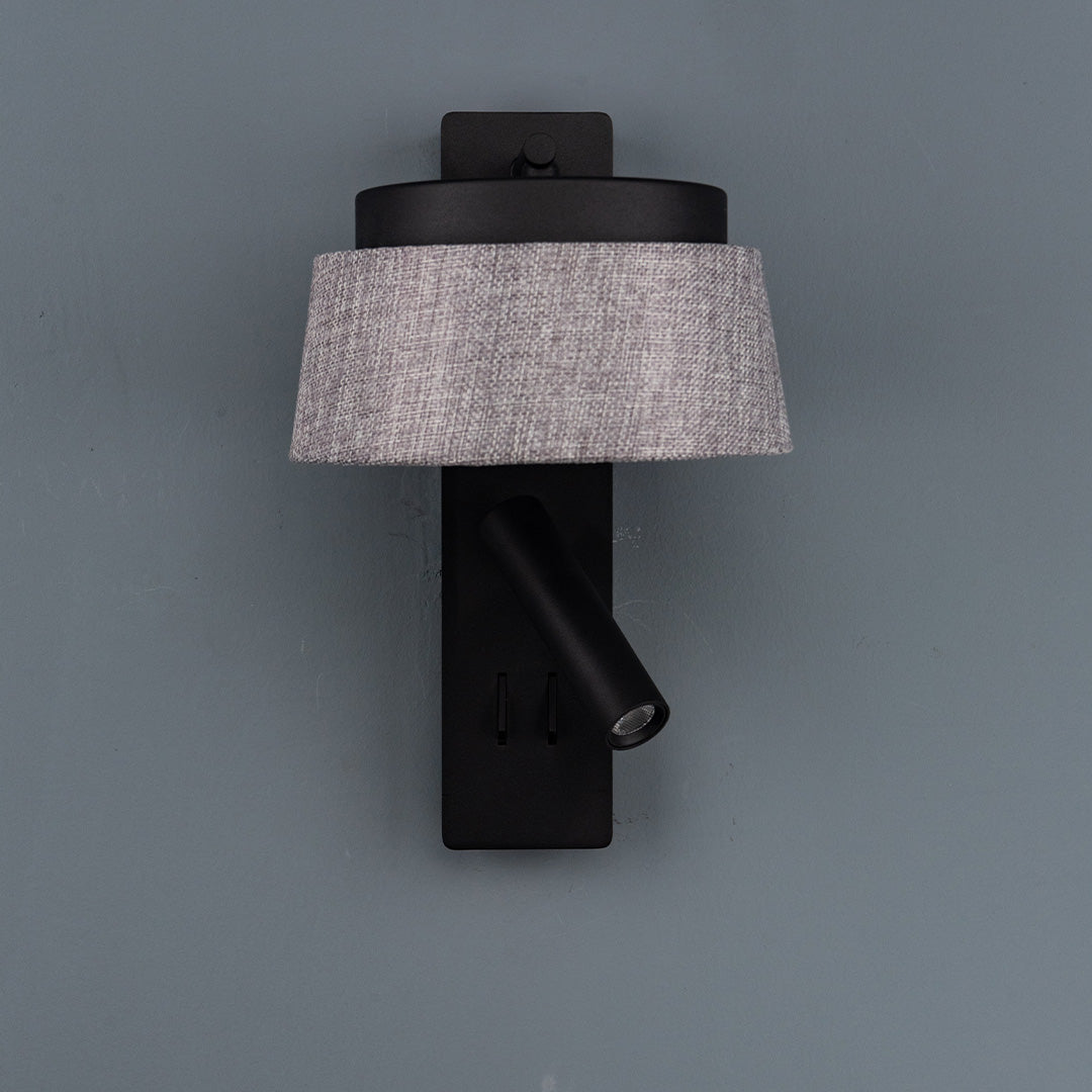 Pre-order 75 Days Delivery Calm Hotel Style Headboard/ Wall Reading Lamp Black + Grey linen shade Calm-WL(B)-02F1 / Calm-WL(Ub)-02Fl - Wall Lamps - ebarza Furniture UAE | Shop Modern Furniture in Abu Dhabi & Dubai - مفروشات ايبازرا في الامارات | تسوق اثاث عصري وديكورات مميزة في دبي وابوظبي