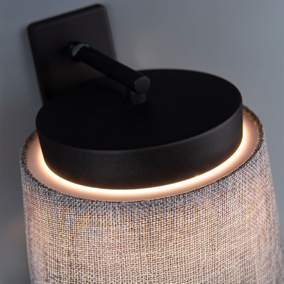 Pre-order 75 Days Delivery Calm Hotel Style Headboard/ Wall Reading Lamp Black + Grey linen shade Calm-WL(B)-02F1 / Calm-WL(Ub)-02Fl - Wall Lamps - ebarza Furniture UAE | Shop Modern Furniture in Abu Dhabi & Dubai - مفروشات ايبازرا في الامارات | تسوق اثاث عصري وديكورات مميزة في دبي وابوظبي