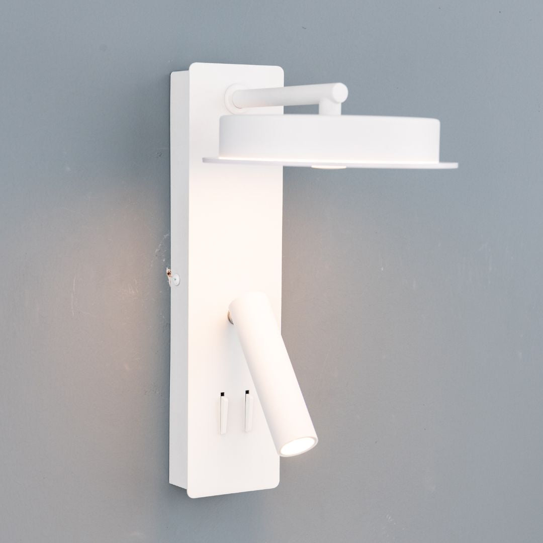 Calm Hotel Style Headboard/ Wall Reading Lamp Calm-WLB)-01 FI White+Grey linen shade - Wall Lamps - ebarza Furniture UAE | Shop Modern Furniture in Abu Dhabi & Dubai - مفروشات ايبازرا في الامارات | تسوق اثاث عصري وديكورات مميزة في دبي وابوظبي