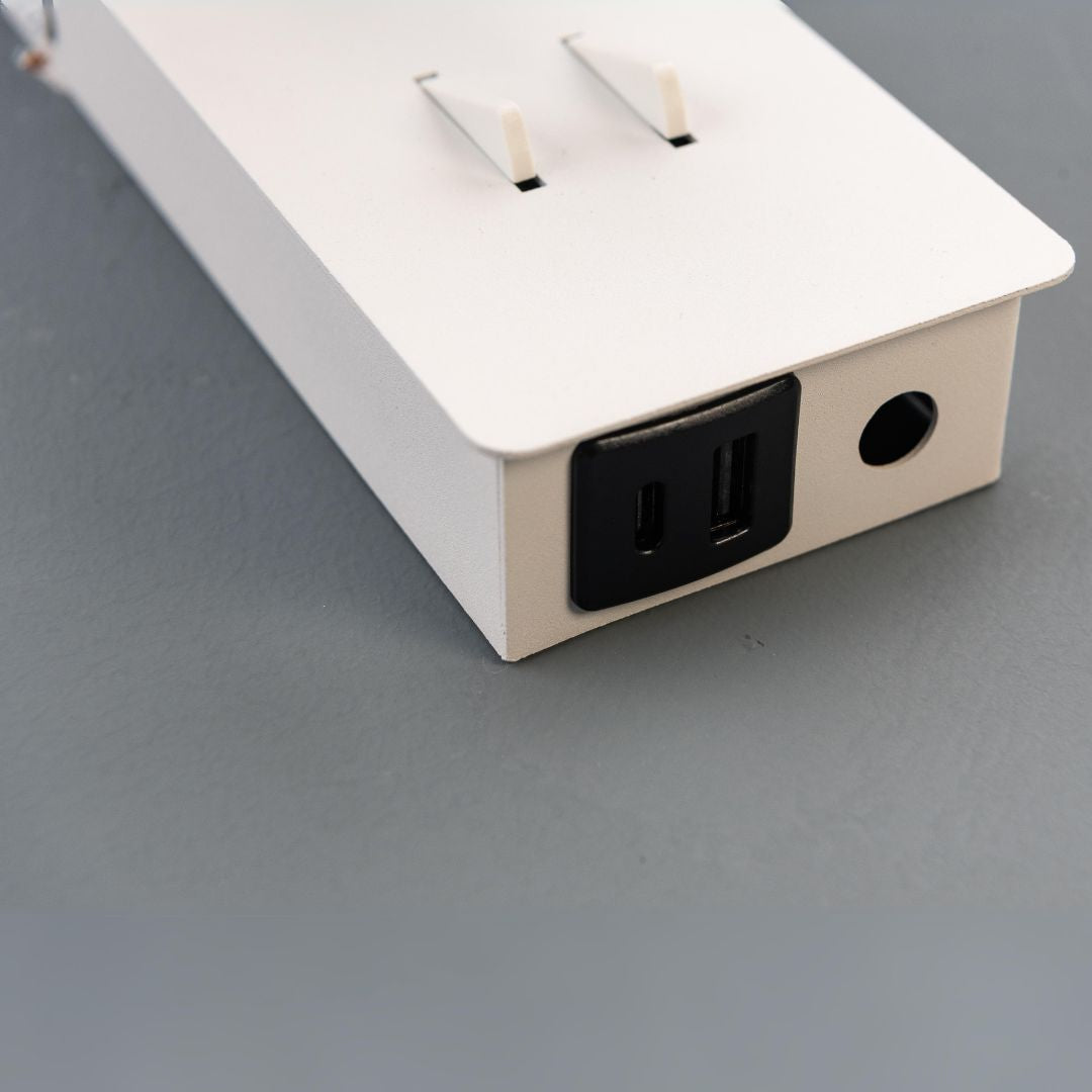 Calm Hotel Style Headboard/ Wall Reading Lamp Calm-WLB)-01 FI White+Grey linen shade - Wall Lamps - ebarza Furniture UAE | Shop Modern Furniture in Abu Dhabi & Dubai - مفروشات ايبازرا في الامارات | تسوق اثاث عصري وديكورات مميزة في دبي وابوظبي