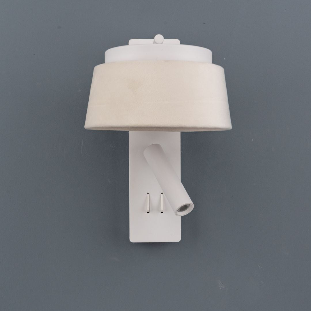 Calm Hotel Style Headboard/ Wall Reading Lamp Calm-WLB)-01 FI White+Grey linen shade - Wall Lamps - ebarza Furniture UAE | Shop Modern Furniture in Abu Dhabi & Dubai - مفروشات ايبازرا في الامارات | تسوق اثاث عصري وديكورات مميزة في دبي وابوظبي