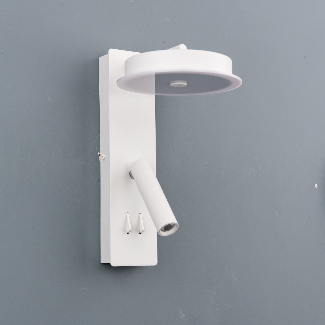 Calm Hotel Style Headboard/ Wall Reading Lamp Calm-WLB)-01 FI White+Grey linen shade - Wall Lamps - ebarza Furniture UAE | Shop Modern Furniture in Abu Dhabi & Dubai - مفروشات ايبازرا في الامارات | تسوق اثاث عصري وديكورات مميزة في دبي وابوظبي