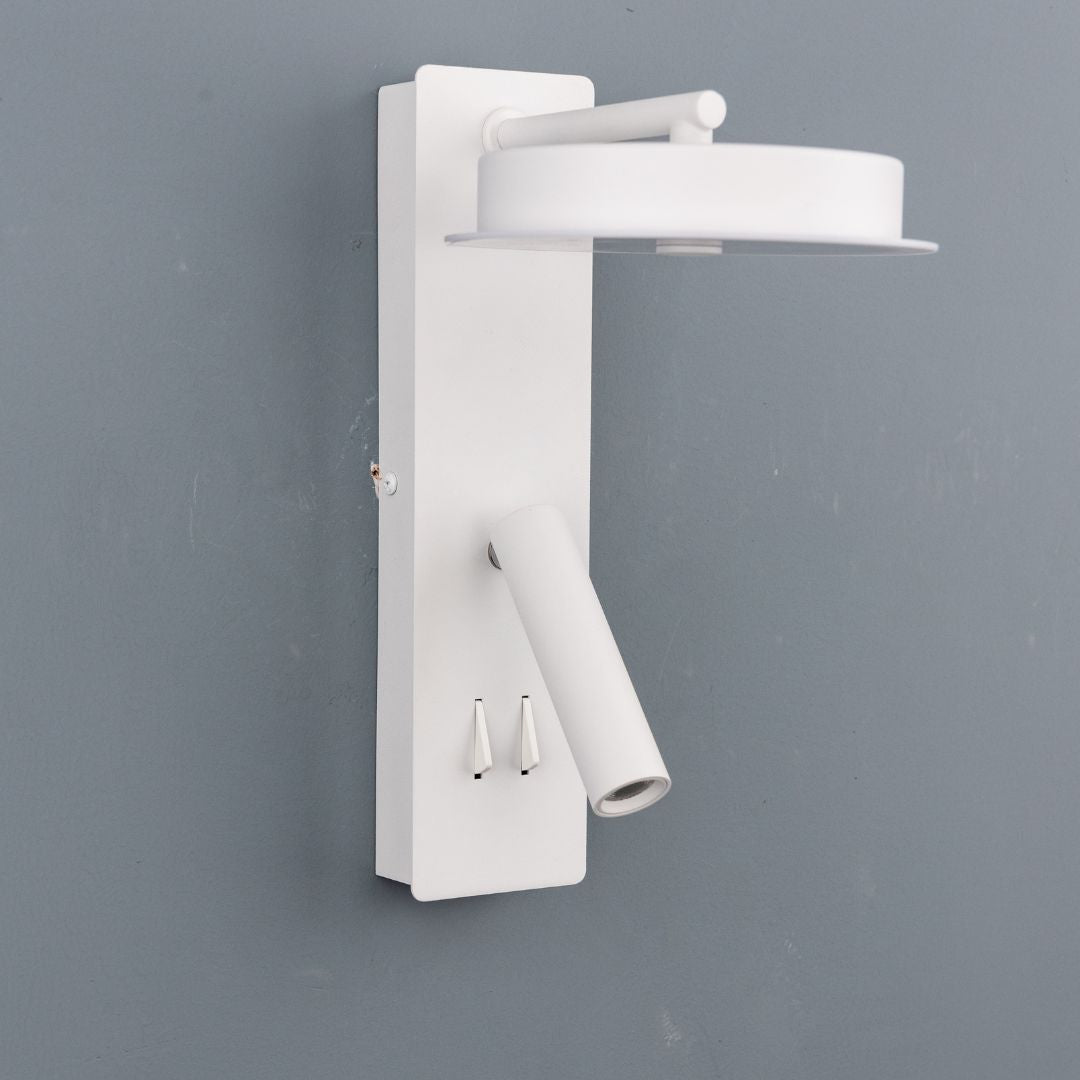 Calm Hotel Style Headboard/ Wall Reading Lamp Calm-WLB)-01 FI White+Grey linen shade - Wall Lamps - ebarza Furniture UAE | Shop Modern Furniture in Abu Dhabi & Dubai - مفروشات ايبازرا في الامارات | تسوق اثاث عصري وديكورات مميزة في دبي وابوظبي