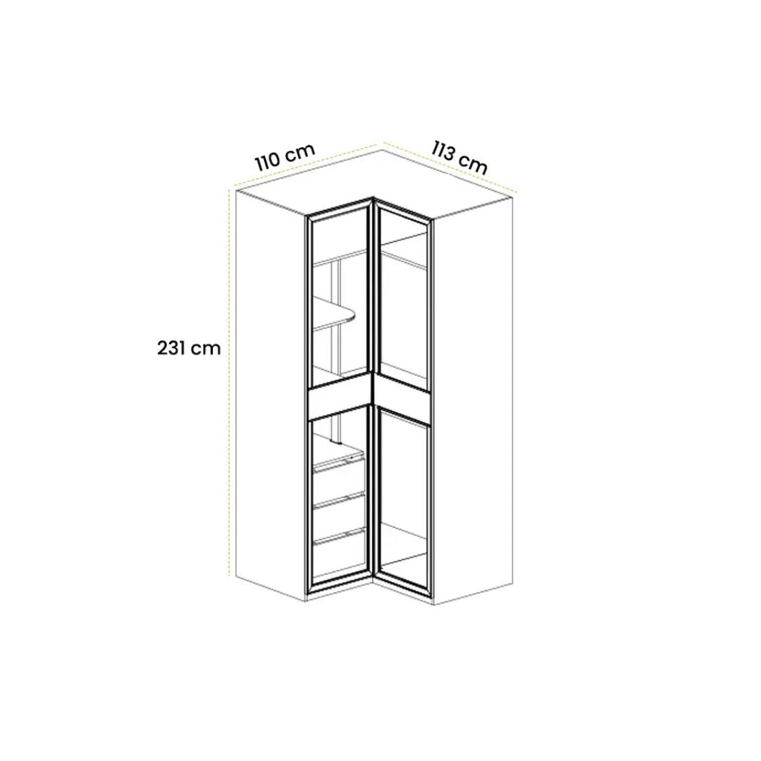 Cashmere  CORNER WARDROBE 2 DOORS -  Cabinets - ebarza Furniture UAE | Shop Modern Furniture in Abu Dhabi & Dubai - مفروشات ايبازرا في الامارات | تسوق اثاث عصري وديكورات مميزة في دبي وابوظبي