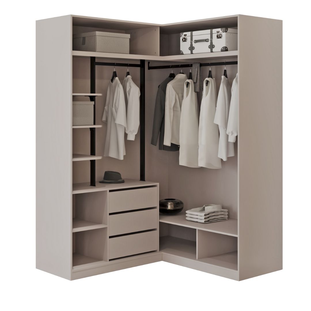 Pre-order 25 Days Delivery Cashmere  CORNER WARDROBE 4 DOORS ACCORDION -  Cabinets - ebarza Furniture UAE | Shop Modern Furniture in Abu Dhabi & Dubai - مفروشات ايبازرا في الامارات | تسوق اثاث عصري وديكورات مميزة في دبي وابوظبي