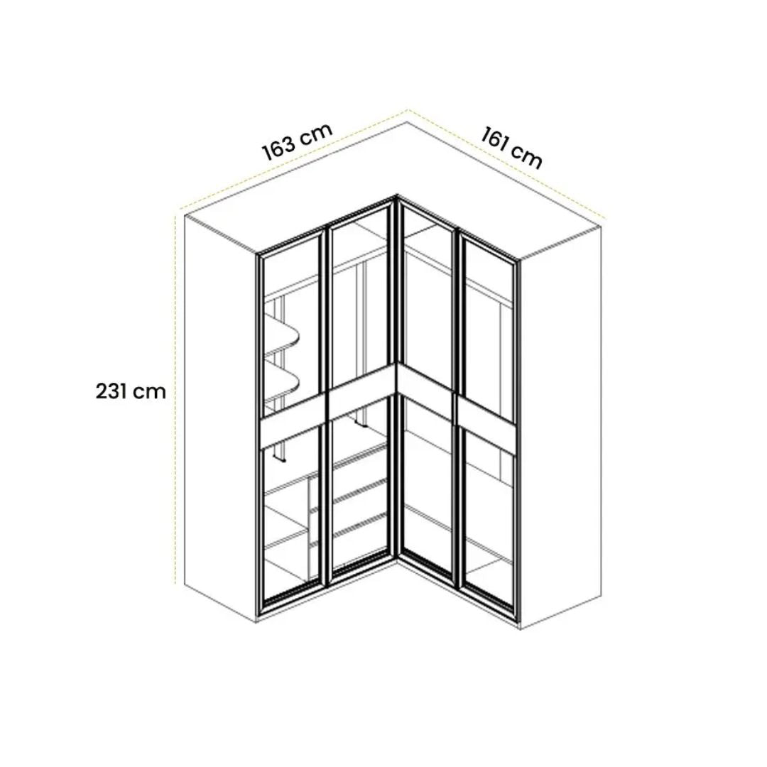 Cashmere  CORNER WARDROBE 4 DOORS ACCORDION -  Cabinets - ebarza Furniture UAE | Shop Modern Furniture in Abu Dhabi & Dubai - مفروشات ايبازرا في الامارات | تسوق اثاث عصري وديكورات مميزة في دبي وابوظبي