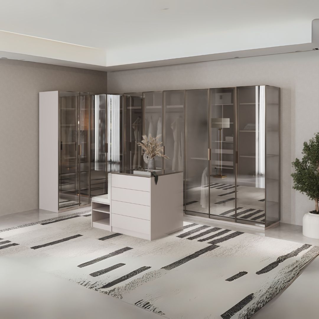Pre-order 25 Days Delivery Cashmere  50 CM WARDROBE (GLASS DOOR) MELAMINE -  Cabinets - ebarza Furniture UAE | Shop Modern Furniture in Abu Dhabi & Dubai - مفروشات ايبازرا في الامارات | تسوق اثاث عصري وديكورات مميزة في دبي وابوظبي