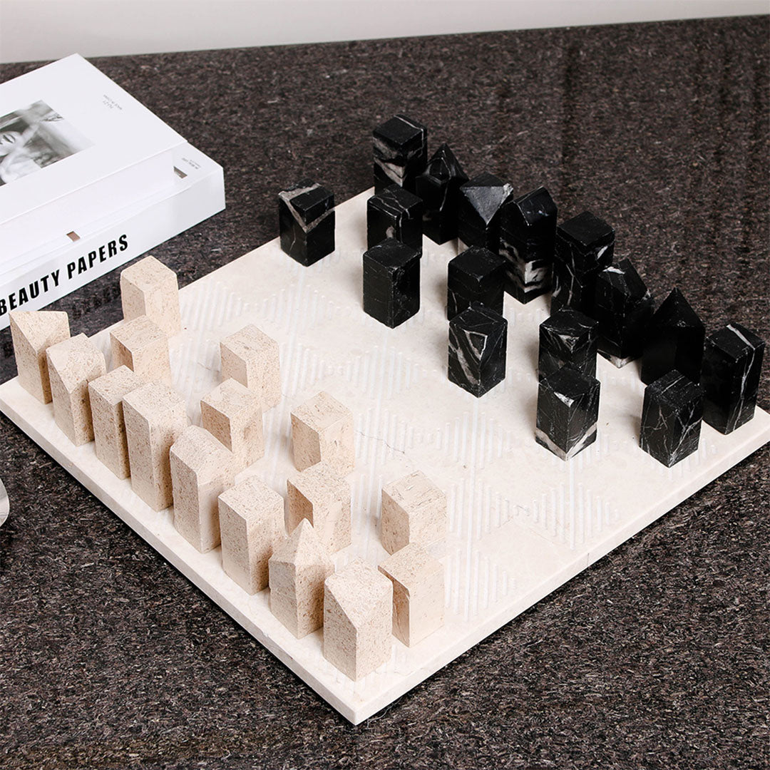 Chessboard Beige & Black - KG3003 - Home Decor Figurines - ebarza Furniture UAE | Shop Modern Furniture in Abu Dhabi & Dubai - مفروشات ايبازرا في الامارات | تسوق اثاث عصري وديكورات مميزة في دبي وابوظبي