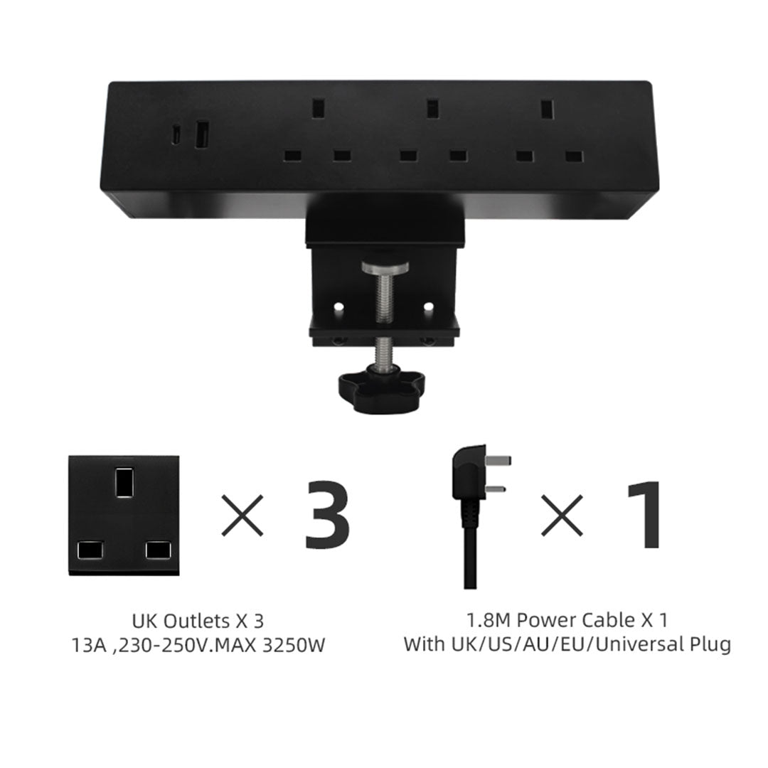 Clamp On Socket JXB032B - Black - Power Sockets - ebarza Furniture UAE | Shop Modern Furniture in Abu Dhabi & Dubai - مفروشات ايبازرا في الامارات | تسوق اثاث عصري وديكورات مميزة في دبي وابوظبي