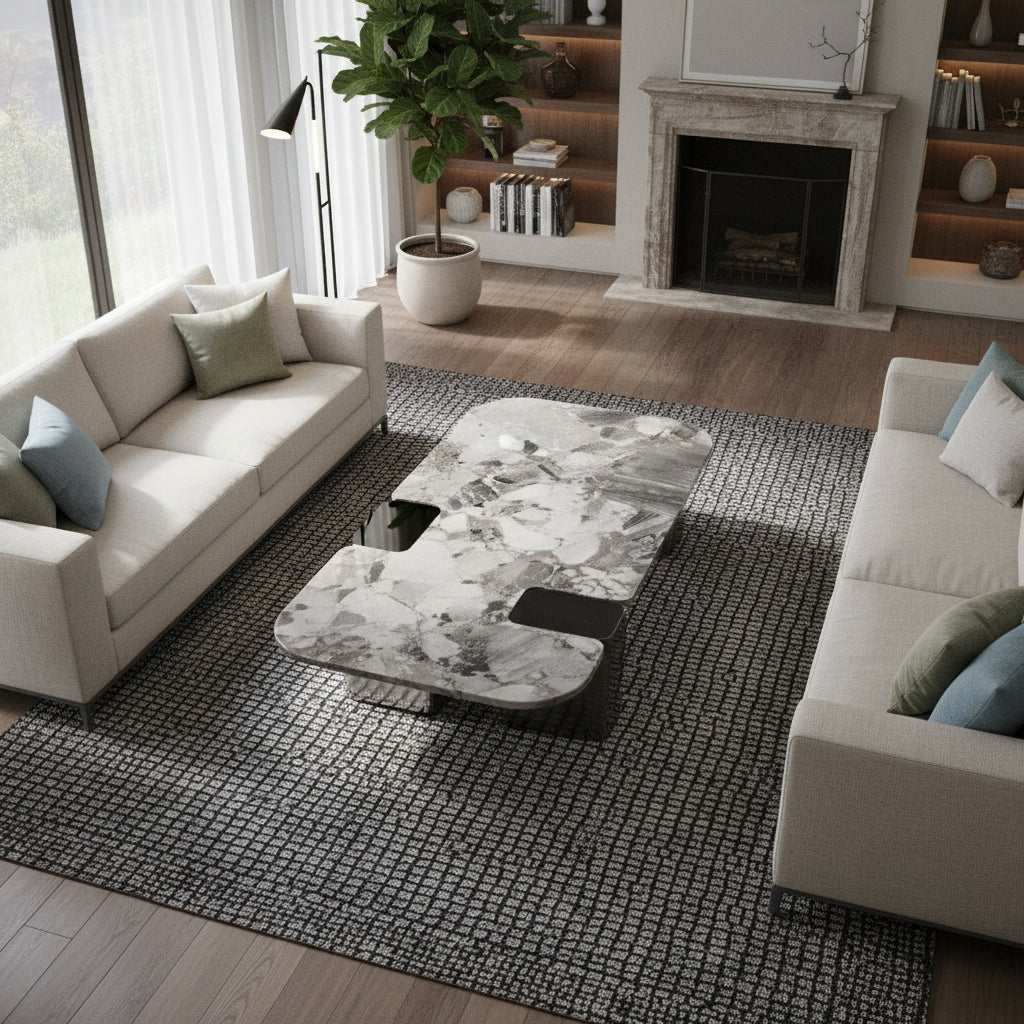 Coffee Table Natural Stone Top Stainless Steel Leg - LT054L