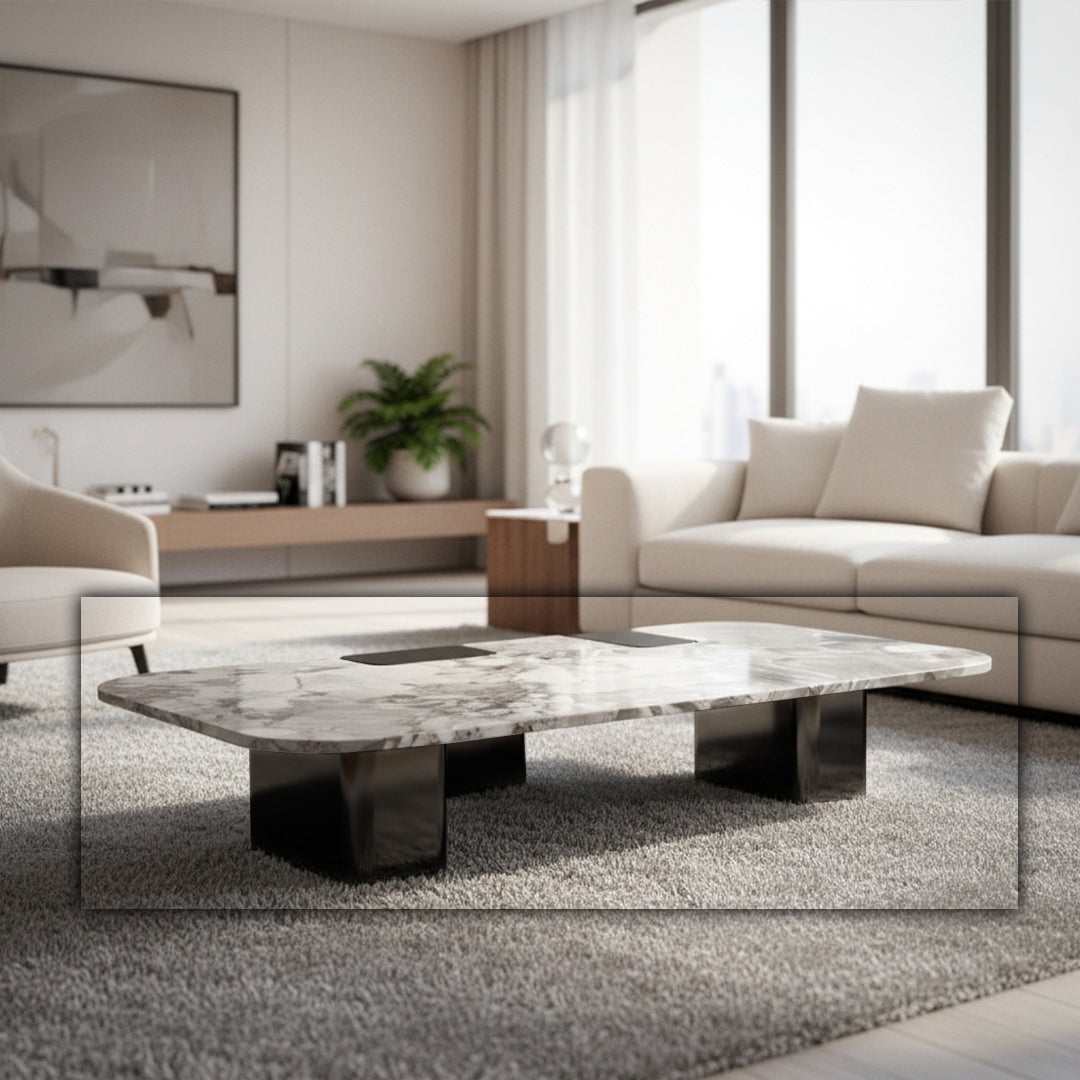 Coffee Table Natural Stone Top Stainless Steel Leg - LT054L