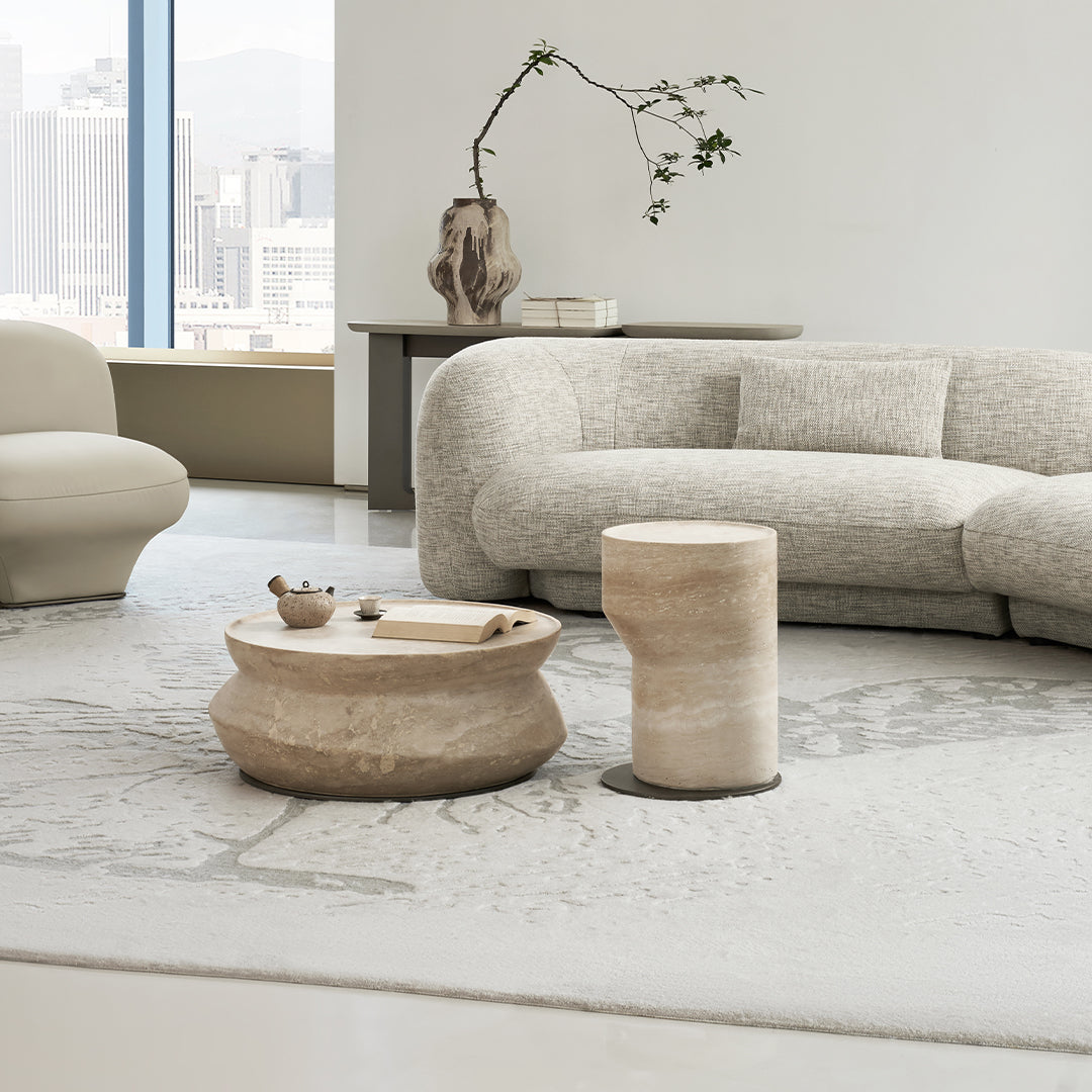 Pre-order 25 Days Delivery Nimbus Travertine Small Side Table BMCJ-BJ6070-SMALL - Side Tables - ebarza Furniture UAE | Shop Modern Furniture in Abu Dhabi & Dubai - مفروشات ايبازرا في الامارات | تسوق اثاث عصري وديكورات مميزة في دبي وابوظبي