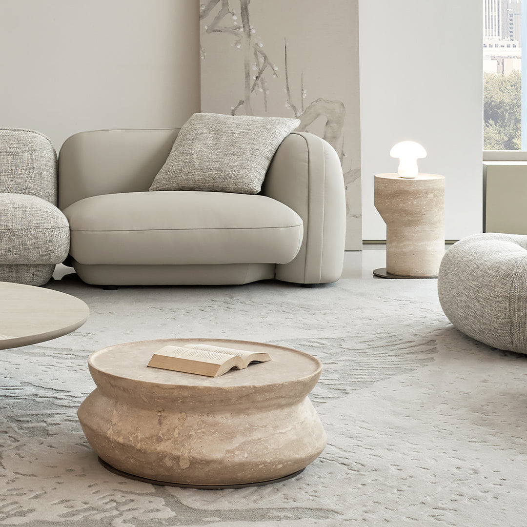 Pre-order 25 Days Delivery Nimbus Travertine Small Side Table BMCJ-BJ6070-SMALL - Side Tables - ebarza Furniture UAE | Shop Modern Furniture in Abu Dhabi & Dubai - مفروشات ايبازرا في الامارات | تسوق اثاث عصري وديكورات مميزة في دبي وابوظبي