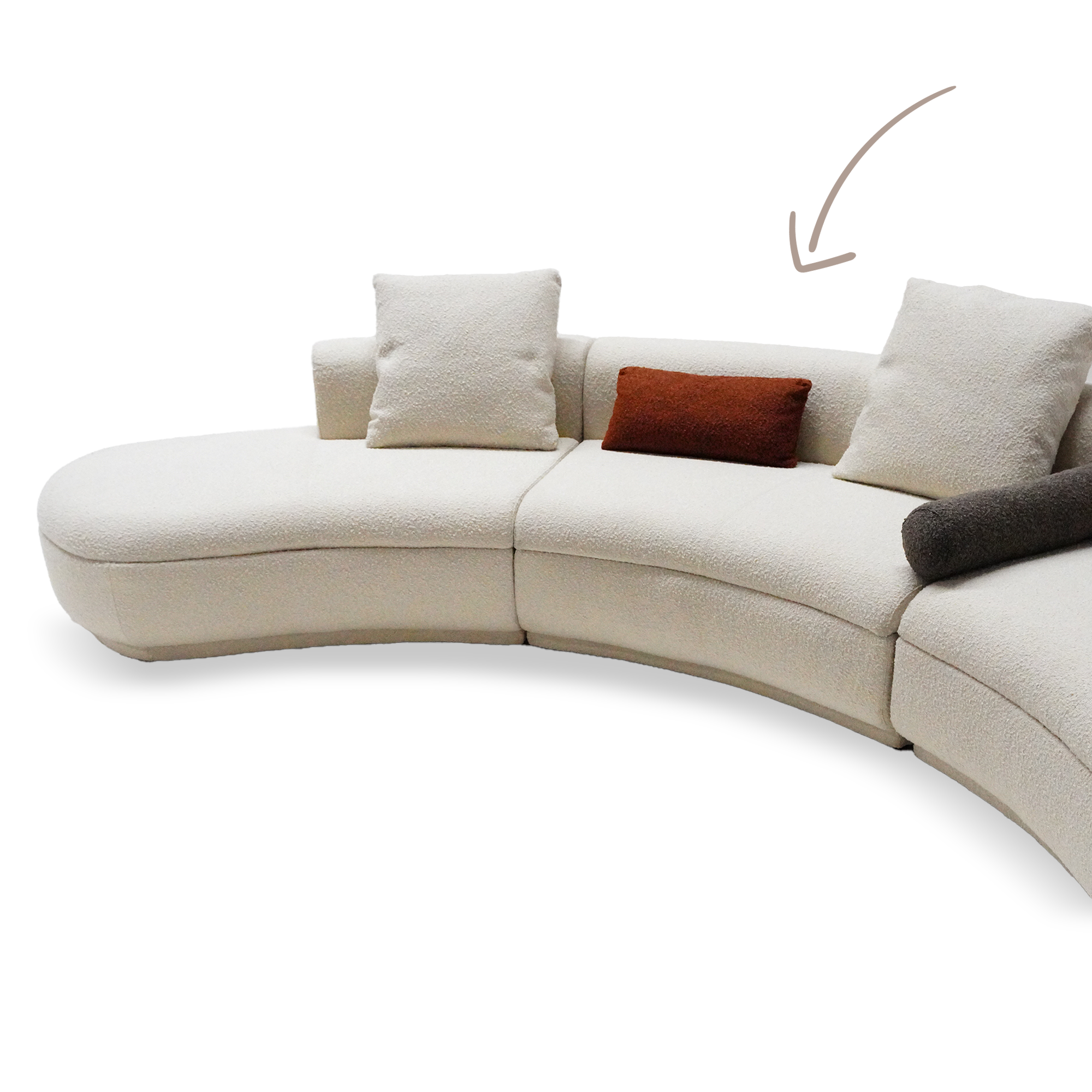 Teddy Curved 2-Seater Module - SF061-B - Sofas - ebarza Furniture UAE | Shop Modern Furniture in Abu Dhabi & Dubai - مفروشات ايبازرا في الامارات | تسوق اثاث عصري وديكورات مميزة في دبي وابوظبي