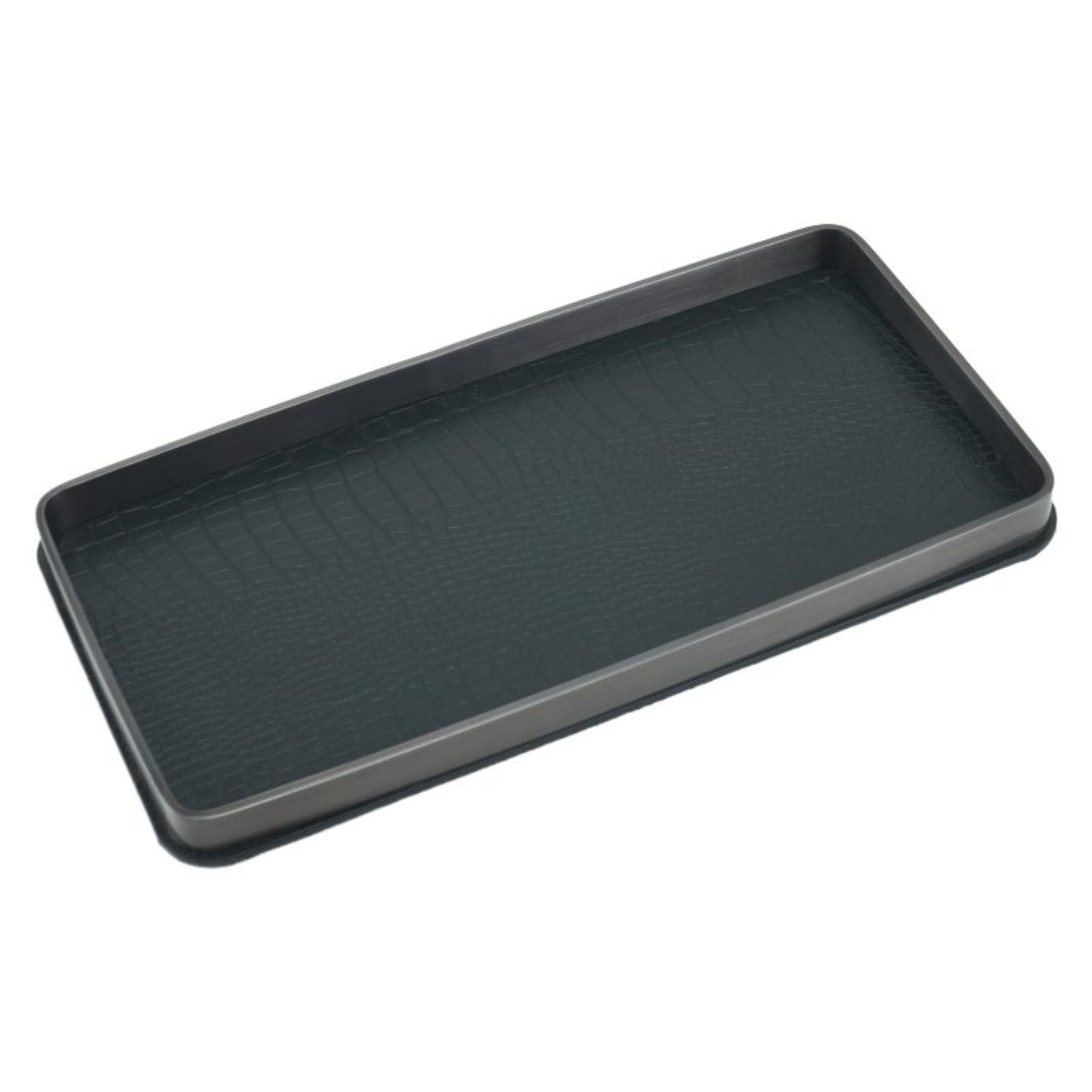 BLACK LEATHER DECORATIVE TRAY-L DD210938AL - Trays - ebarza Furniture UAE | Shop Modern Furniture in Abu Dhabi & Dubai - مفروشات ايبازرا في الامارات | تسوق اثاث عصري وديكورات مميزة في دبي وابوظبي