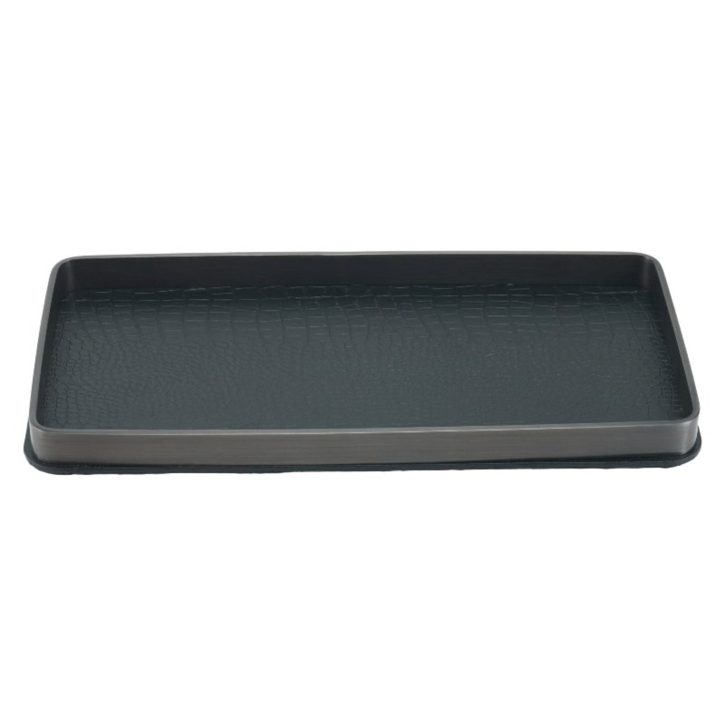 BLACK LEATHER DECORATIVE TRAY-L DD210938AL - Trays - ebarza Furniture UAE | Shop Modern Furniture in Abu Dhabi & Dubai - مفروشات ايبازرا في الامارات | تسوق اثاث عصري وديكورات مميزة في دبي وابوظبي