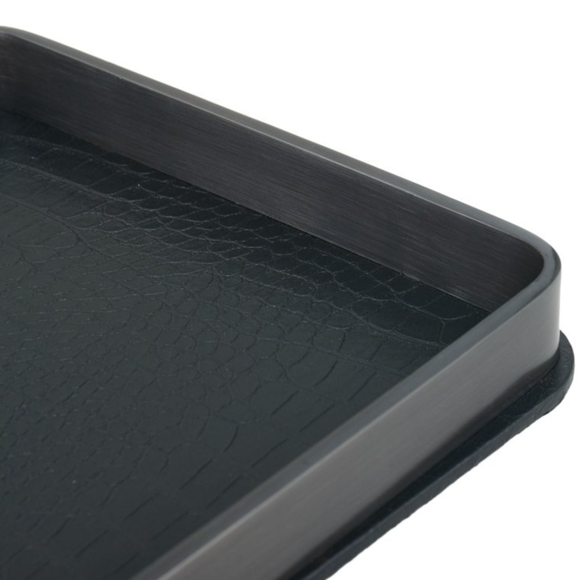BLACK LEATHER DECORATIVE TRAY-L DD210938AL - Trays - ebarza Furniture UAE | Shop Modern Furniture in Abu Dhabi & Dubai - مفروشات ايبازرا في الامارات | تسوق اثاث عصري وديكورات مميزة في دبي وابوظبي