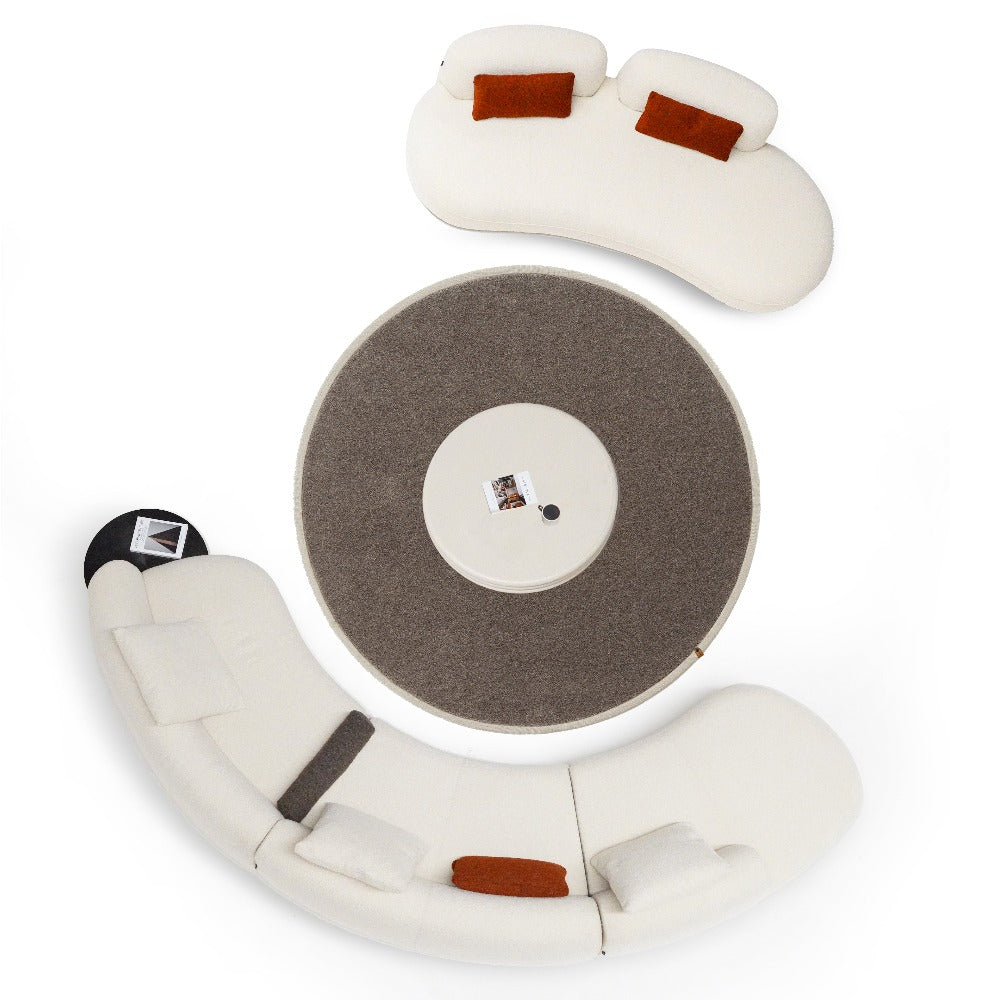 Teddy Curved Sofa with SideTable SF061 -  Sofas - ebarza Furniture UAE | Shop Modern Furniture in Abu Dhabi & Dubai - مفروشات ايبازرا في الامارات | تسوق اثاث عصري وديكورات مميزة في دبي وابوظبي