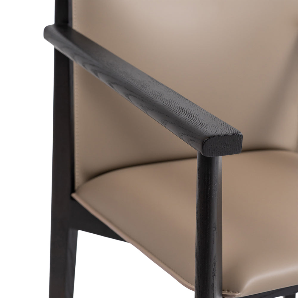 Dark Saddle Leather with arm Dining Chair PS-B132 - Chairs - ebarza Furniture UAE | Shop Modern Furniture in Abu Dhabi & Dubai - مفروشات ايبازرا في الامارات | تسوق اثاث عصري وديكورات مميزة في دبي وابوظبي
