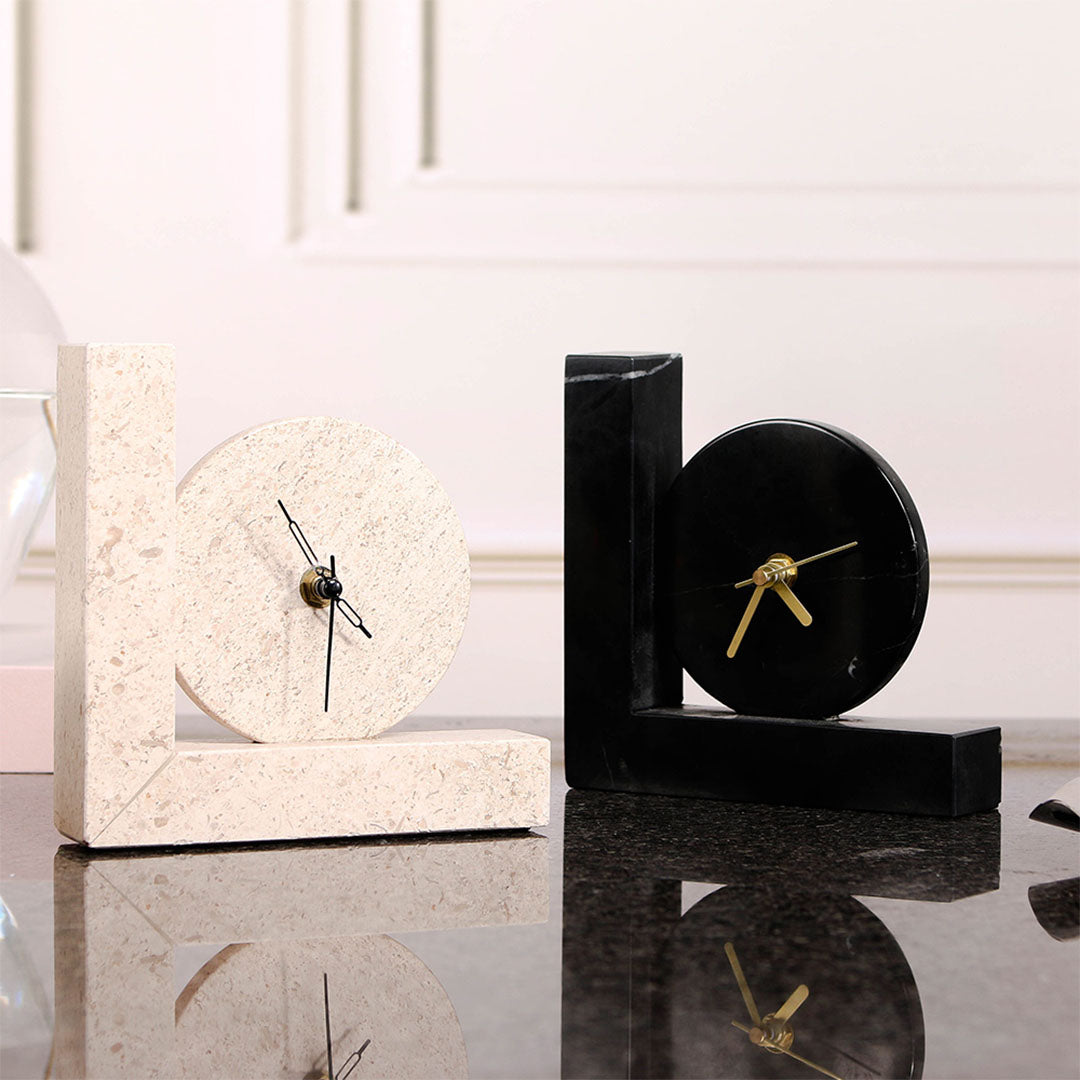 Desktop Clock Sculpture - KQ3001A - Home Decor Figurines - ebarza Furniture UAE | Shop Modern Furniture in Abu Dhabi & Dubai - مفروشات ايبازرا في الامارات | تسوق اثاث عصري وديكورات مميزة في دبي وابوظبي
