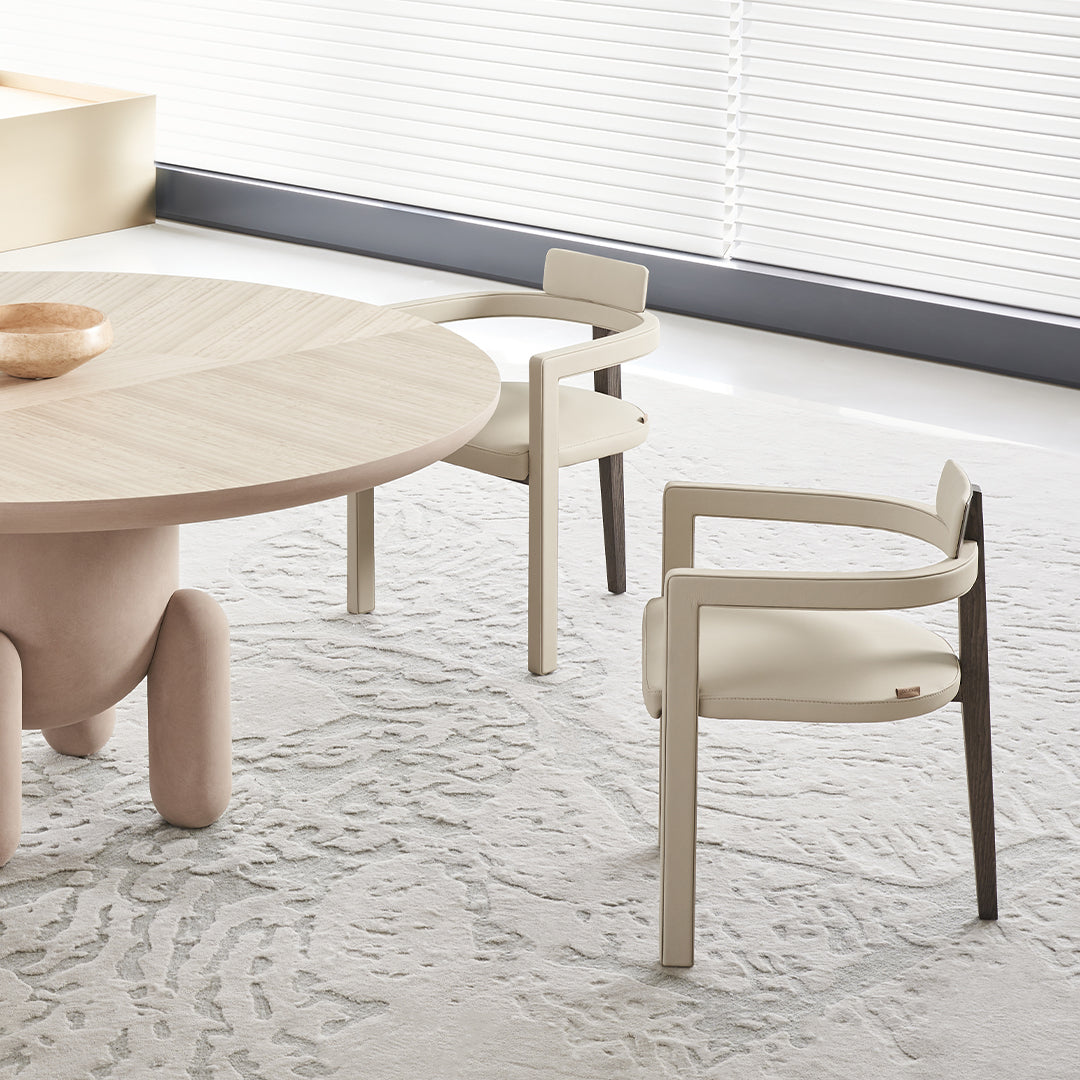 Zephyr Veneer Round Dining Table BMCJ-CT6091 - Dining Tables - ebarza Furniture UAE | Shop Modern Furniture in Abu Dhabi & Dubai - مفروشات ايبازرا في الامارات | تسوق اثاث عصري وديكورات مميزة في دبي وابوظبي