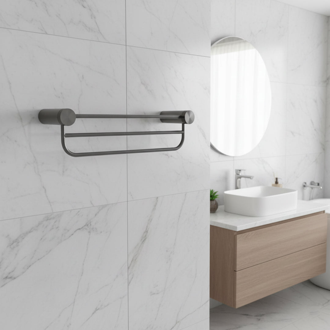 Double Bathtowel Shelf - 60cm - 901 15ABCG -  Bathroom Accessories - ebarza Furniture UAE | Shop Modern Furniture in Abu Dhabi & Dubai - مفروشات ايبازرا في الامارات | تسوق اثاث عصري وديكورات مميزة في دبي وابوظبي