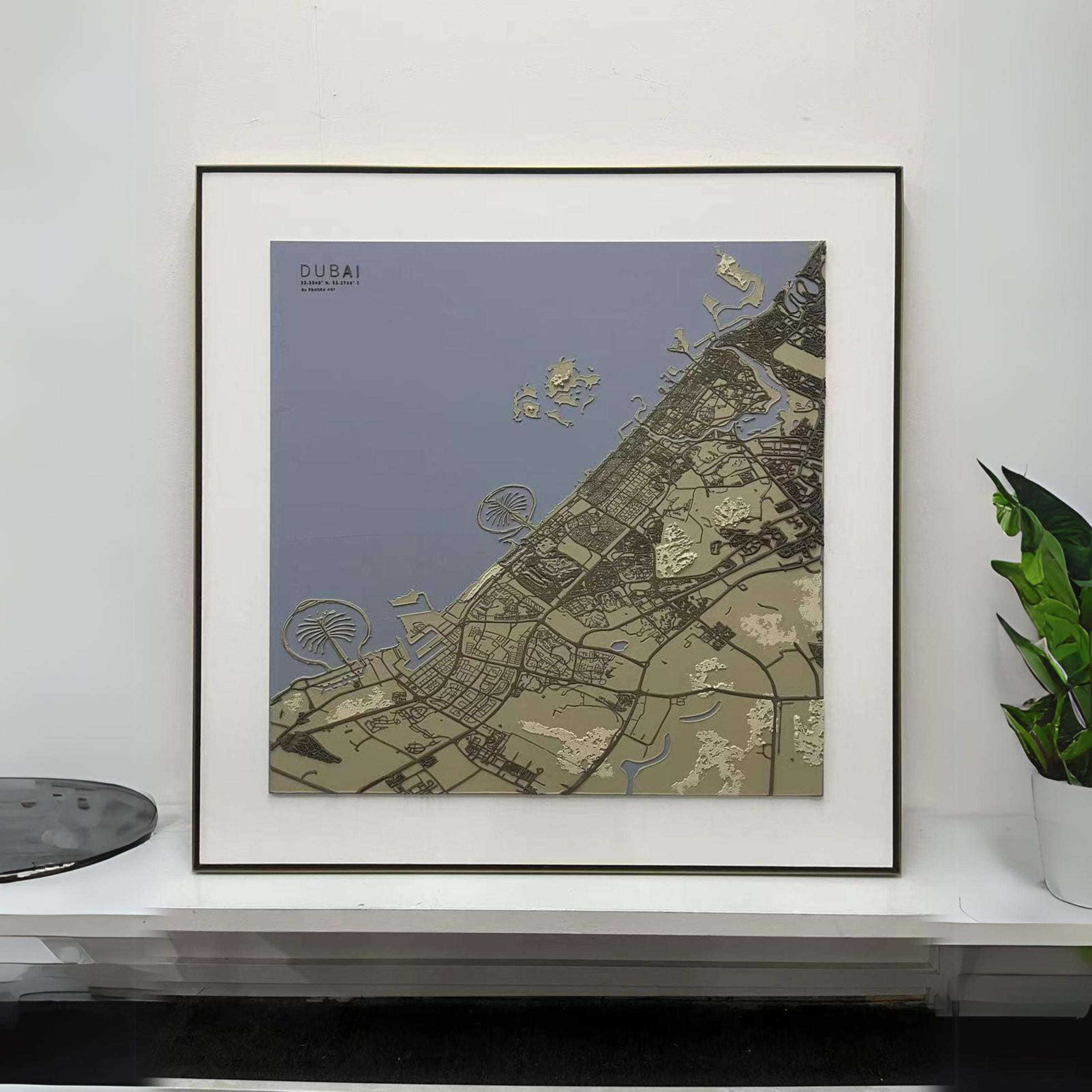 Dubai Map Handmade Painting 140x140 cm PCA-007-Dubai - Paintings - ebarza Furniture UAE | Shop Modern Furniture in Abu Dhabi & Dubai - مفروشات ايبازرا في الامارات | تسوق اثاث عصري وديكورات مميزة في دبي وابوظبي