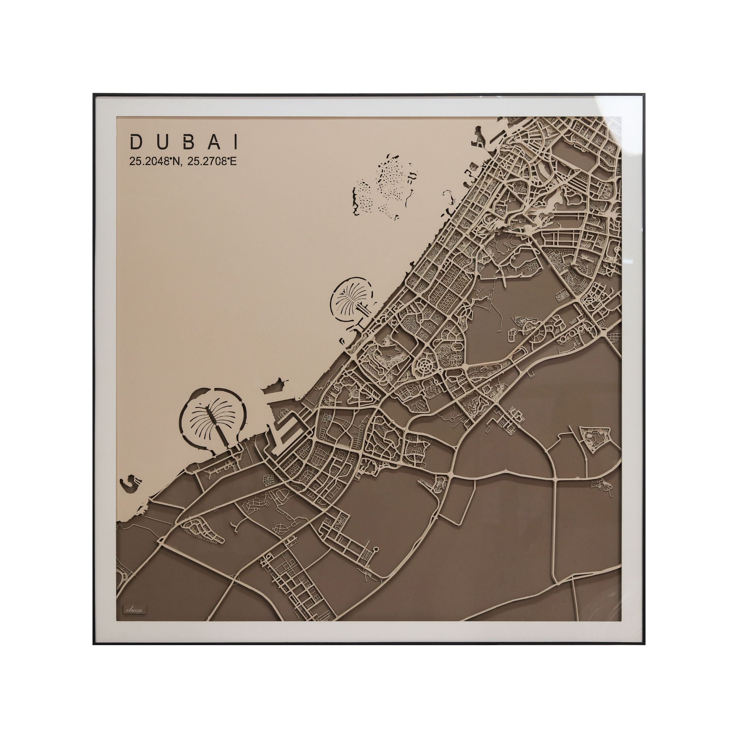 Dubai Map Handmade Painting W120*H120 CM 2309H0020-1-Dubai - Paintings - ebarza Furniture UAE | Shop Modern Furniture in Abu Dhabi & Dubai - مفروشات ايبازرا في الامارات | تسوق اثاث عصري وديكورات مميزة في دبي وابوظبي