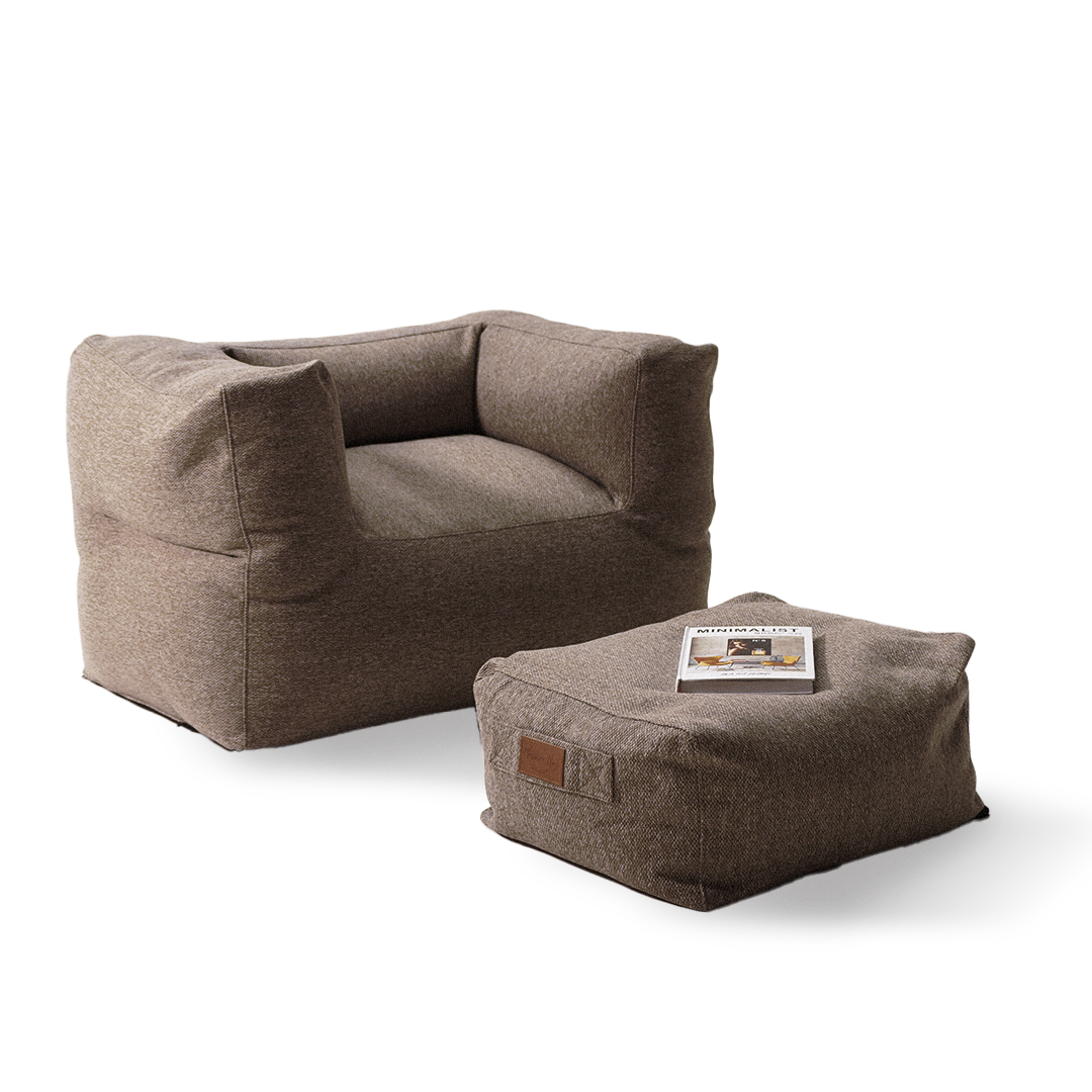 Olefin Brown Sunproof 100% Bean Bag With Ottoman 309-BB / 342-BB - Bean Bag - ebarza Furniture UAE | Shop Modern Furniture in Abu Dhabi & Dubai - مفروشات ايبازرا في الامارات | تسوق اثاث عصري وديكورات مميزة في دبي وابوظبي